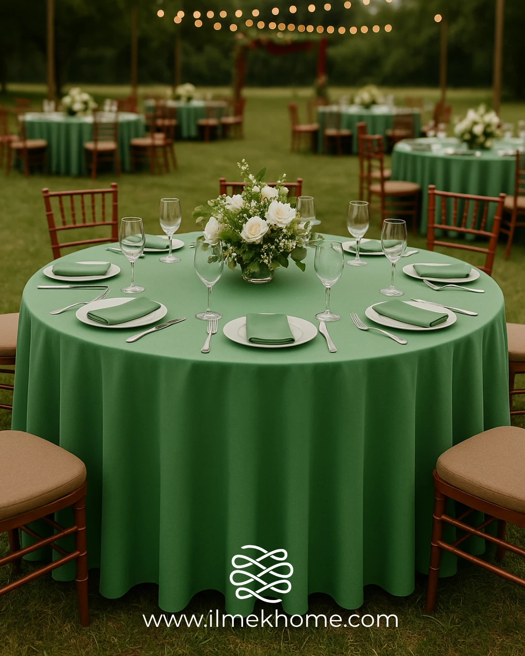 Zümrüt Yeşili 320cm Masa Örtüsü / Jarse Kumaş