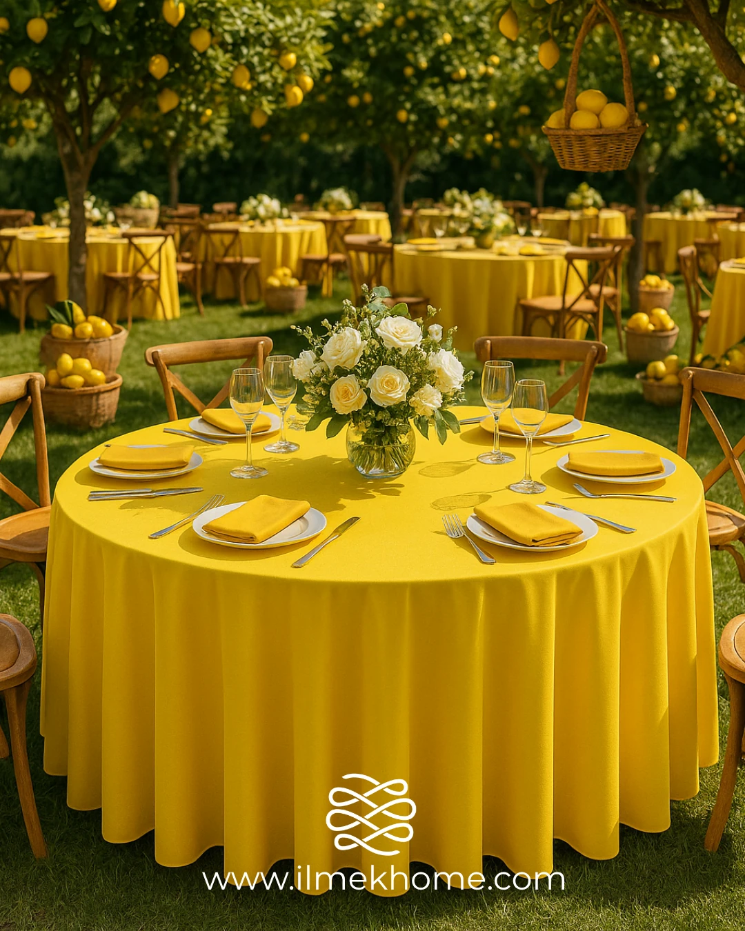 Limon Rengi 320cm Masa Örtüsü / Jarse Kumaş