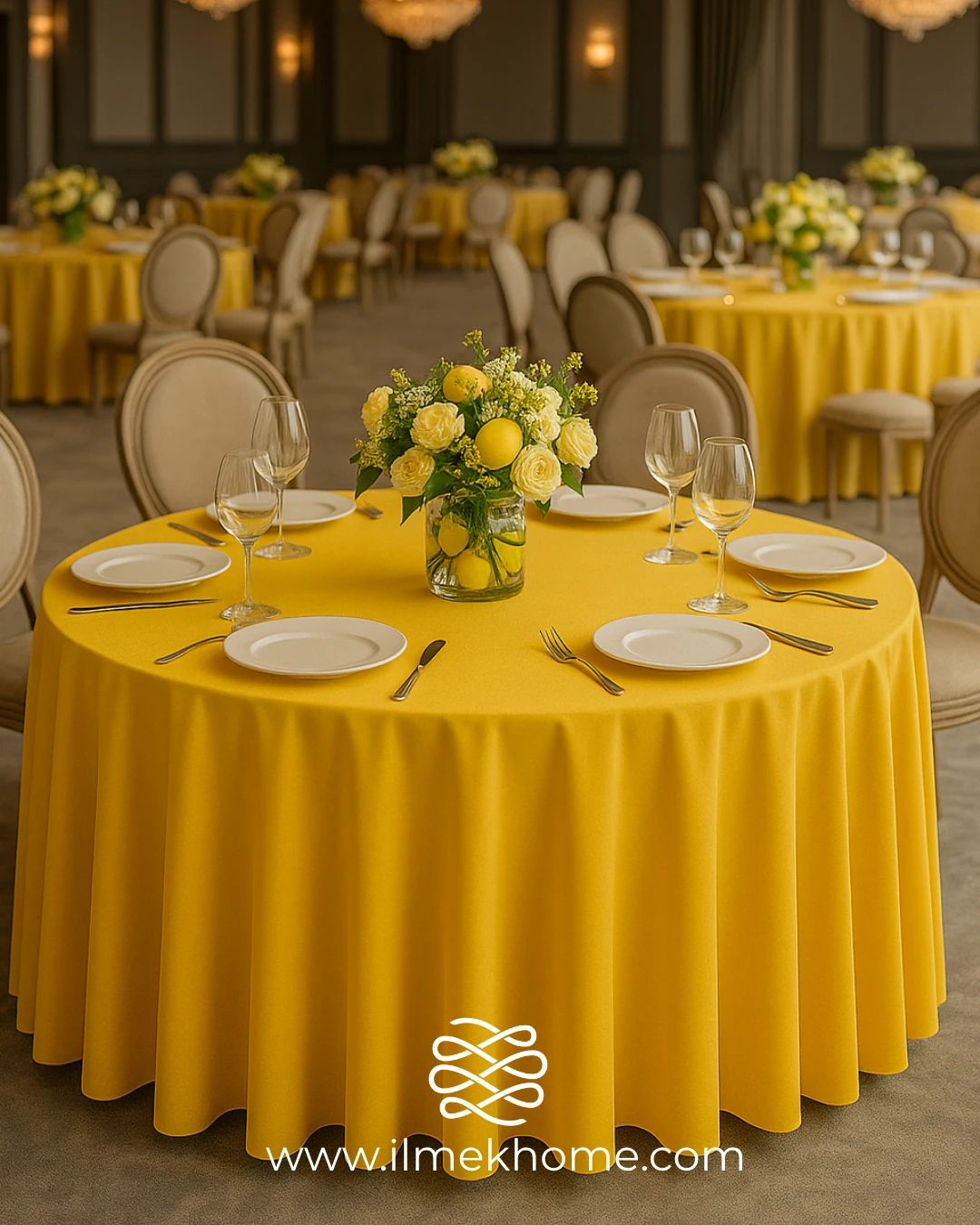 Limon Rengi 320cm Masa Örtüsü / Jarse Kumaş