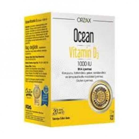ORZAX Ocean Vitamin D3 Takviye Edici Gıda 1000 IU Oral Sprey 20 ml ...