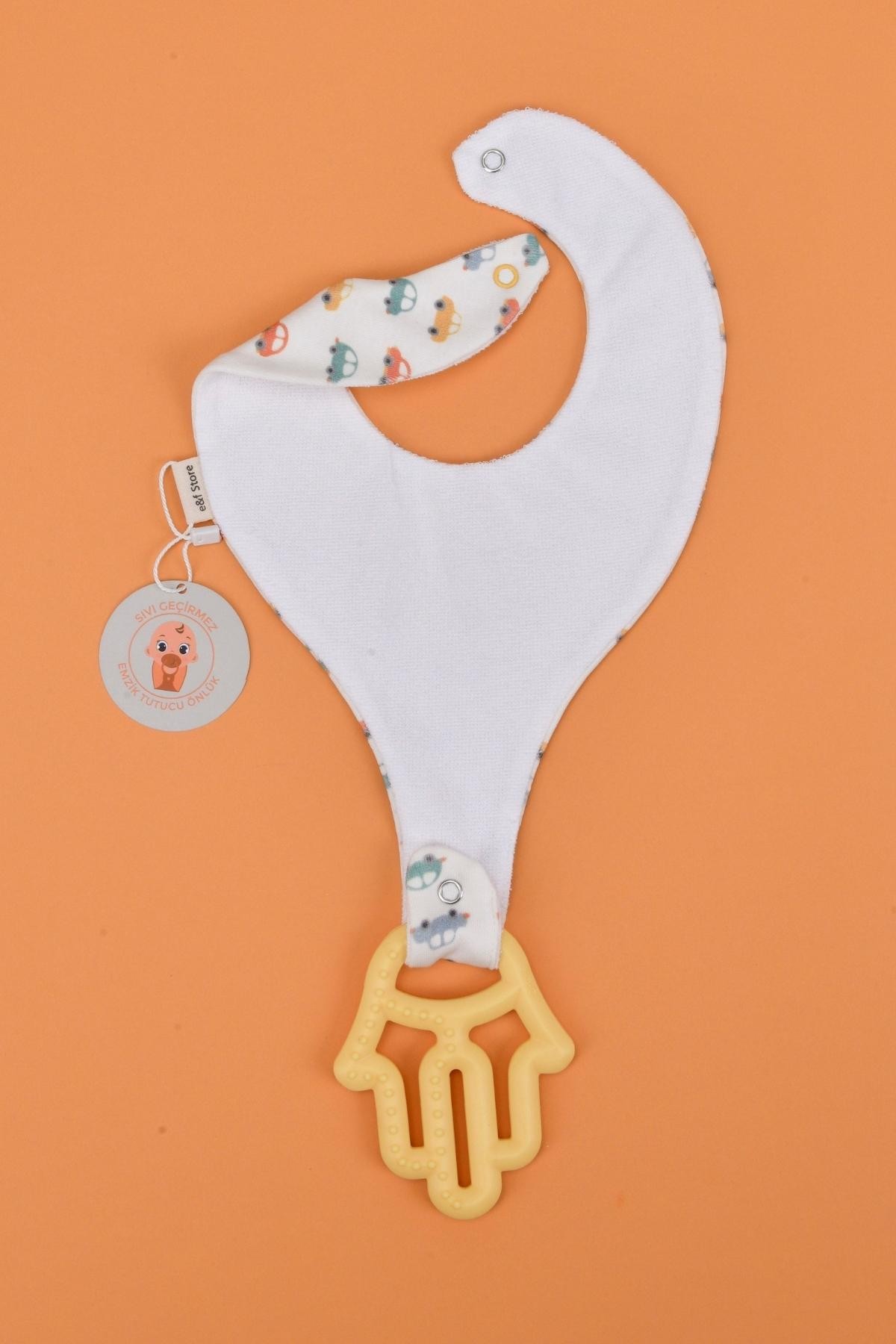 Erkek Bebek Sıvı Geçirmez Emzik Tutucu Mama Önlüğü Seti