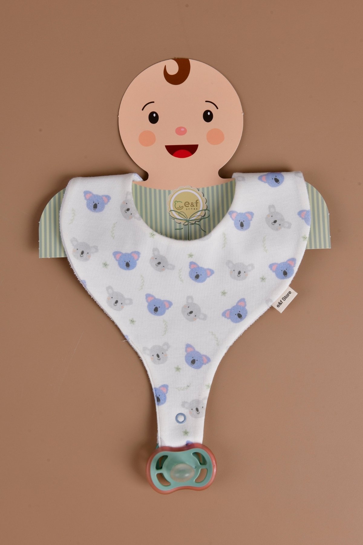 Erkek Bebek 3'lü Sıvı Geçirmez Emzik Tutucu Mama Önlüğü