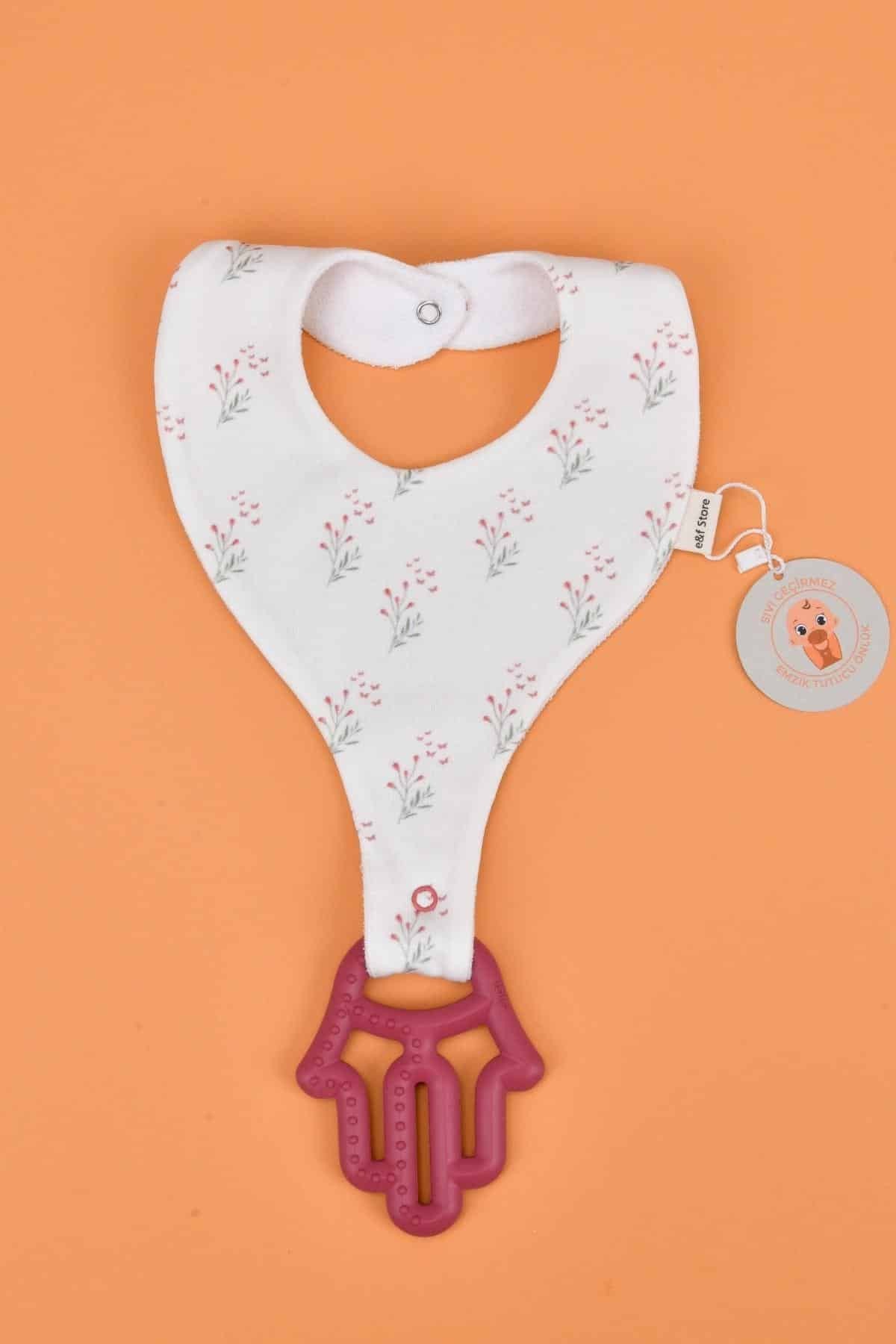 Kız Bebek Sıvı Geçirmez Emzik Tutucu Mama Önlüğü Seti
