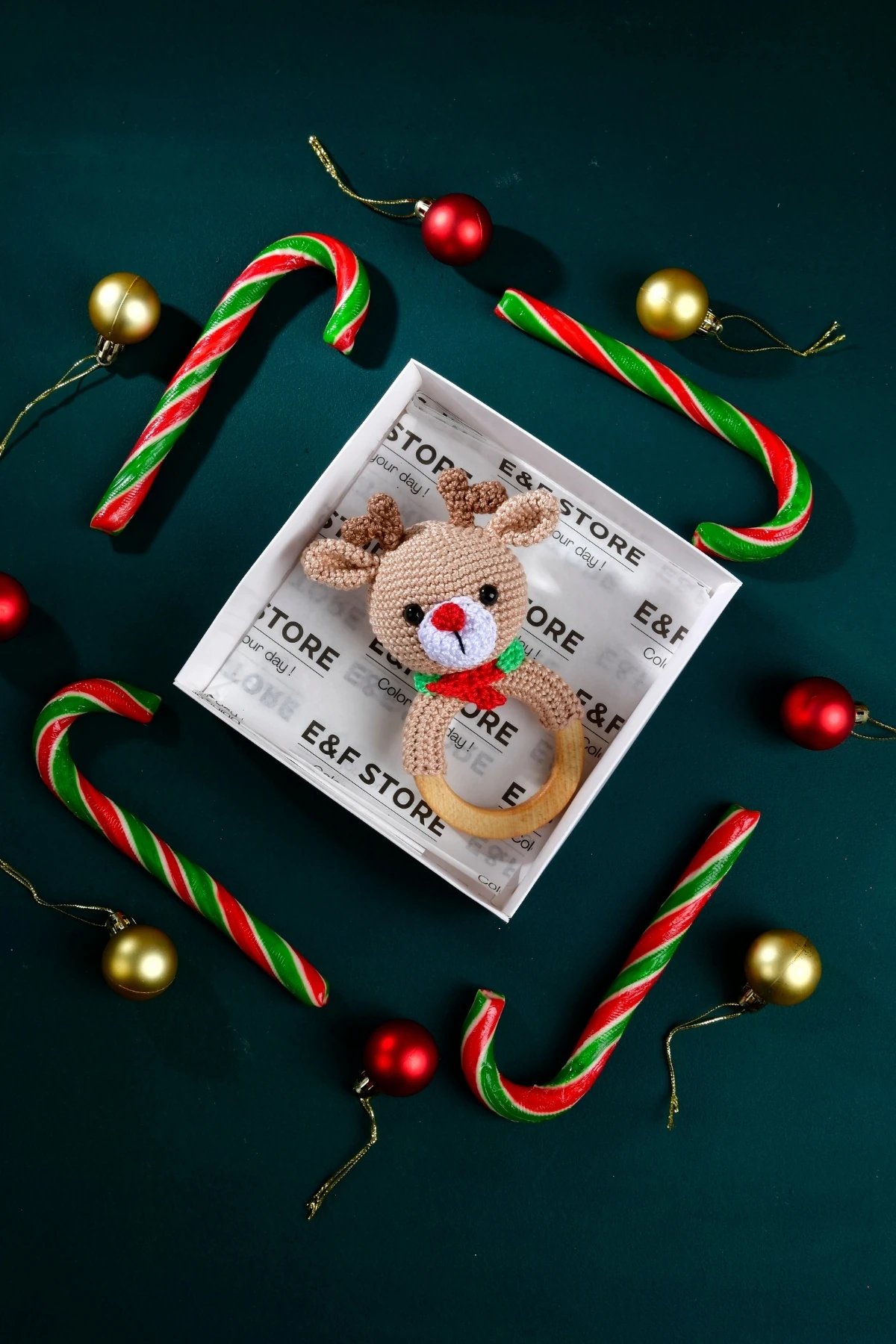 Amigurumi Oyuncak - Geyik Diş Kaşıyıcı Çıngırak