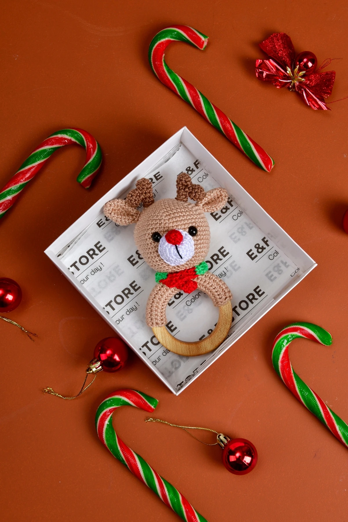 Amigurumi Oyuncak - Geyik Diş Kaşıyıcı Çıngırak