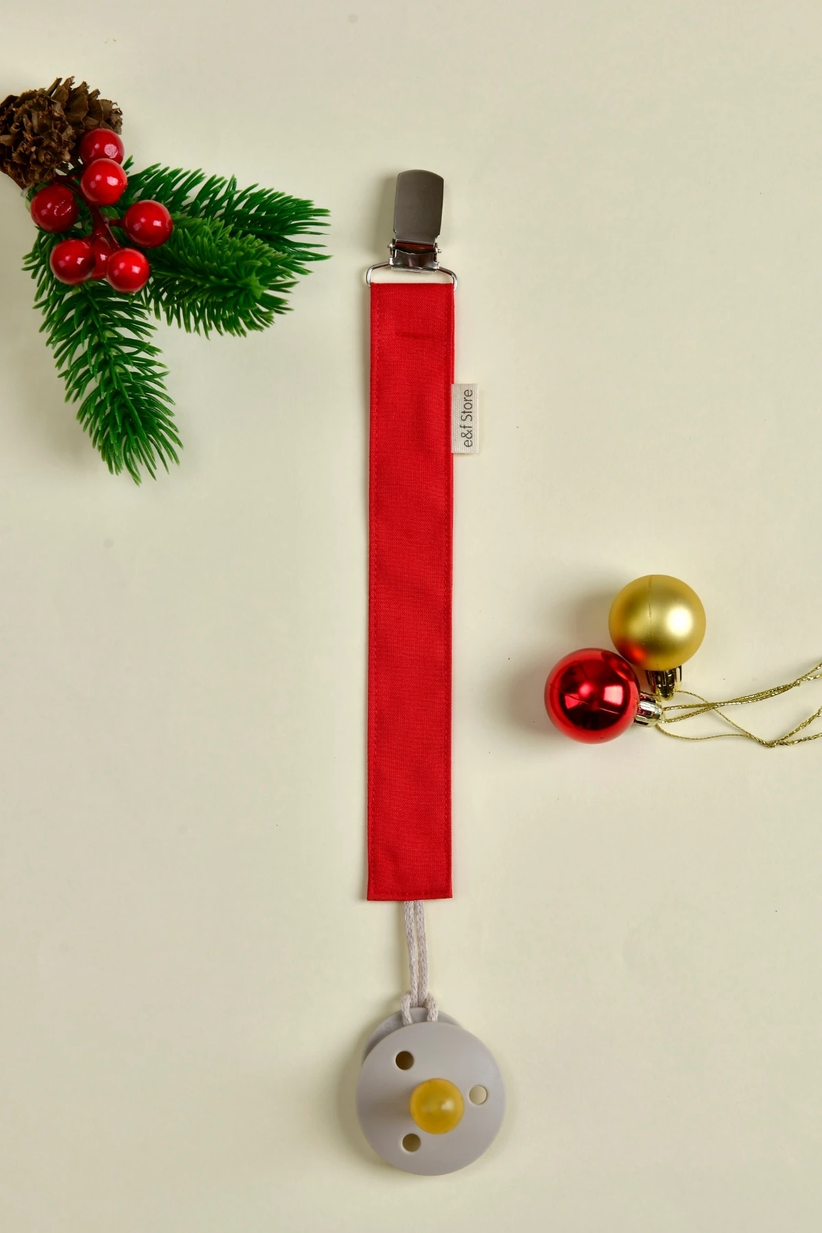 Pamuk Kumaşlı Emzik Zinciri – Kırmızı