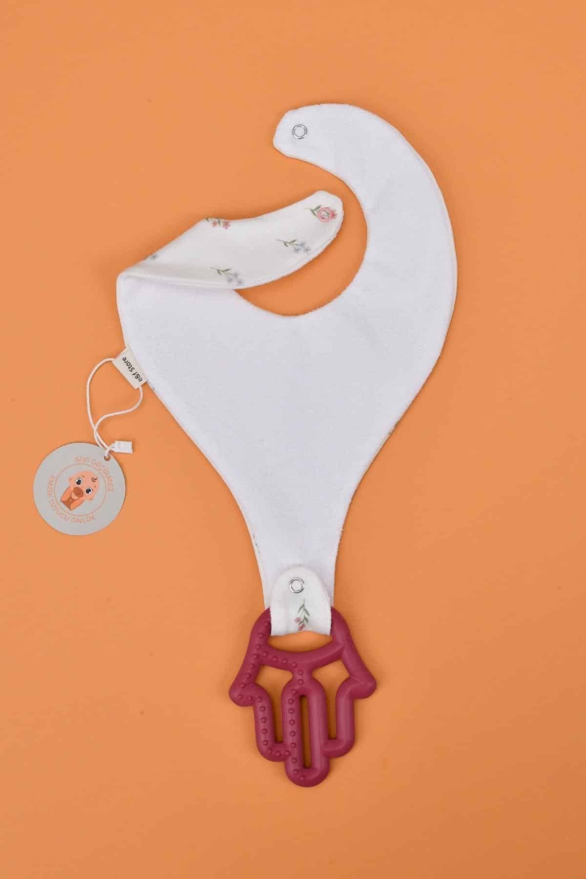 Kız Bebek Sıvı Geçirmez Emzik Tutucu Mama Önlüğü Seti