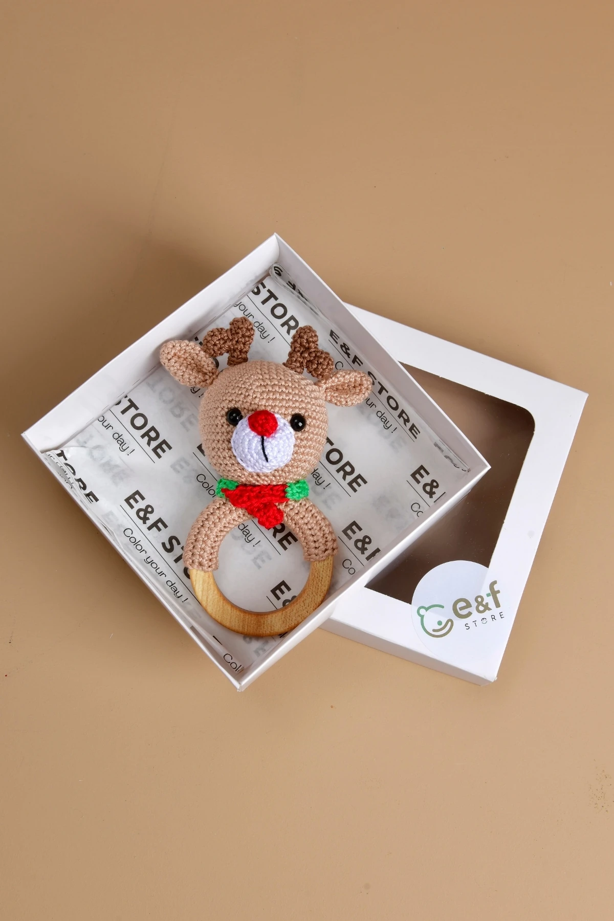 Amigurumi Oyuncak - Geyik Diş Kaşıyıcı Çıngırak