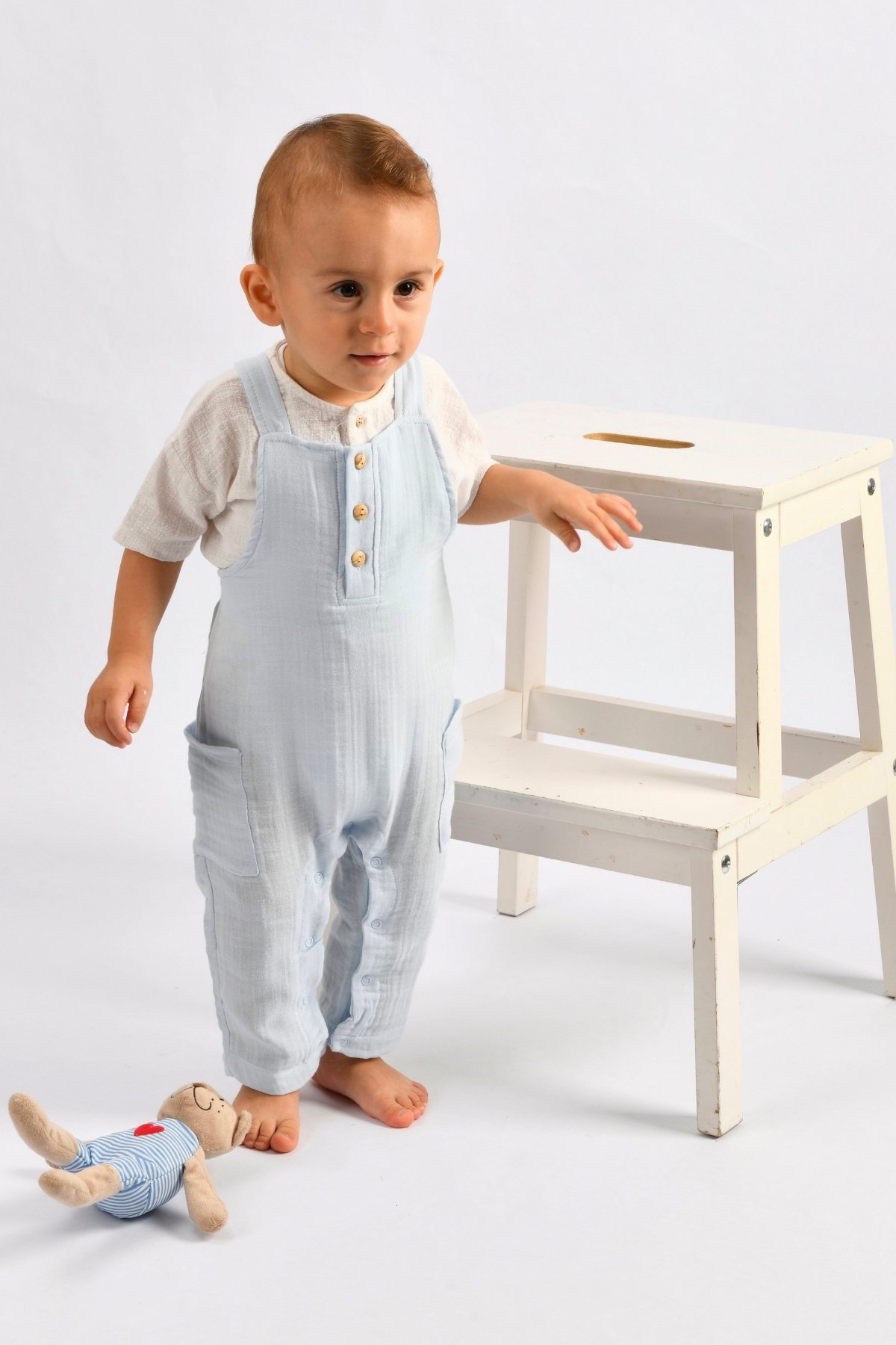 Müslin Bebek Salopet Tulum - Bebe Mavi