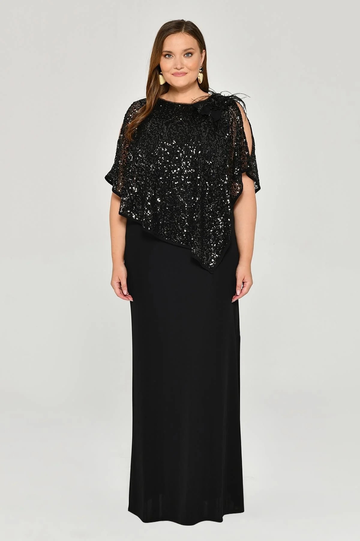 Shawl Beaded Top Long Dress