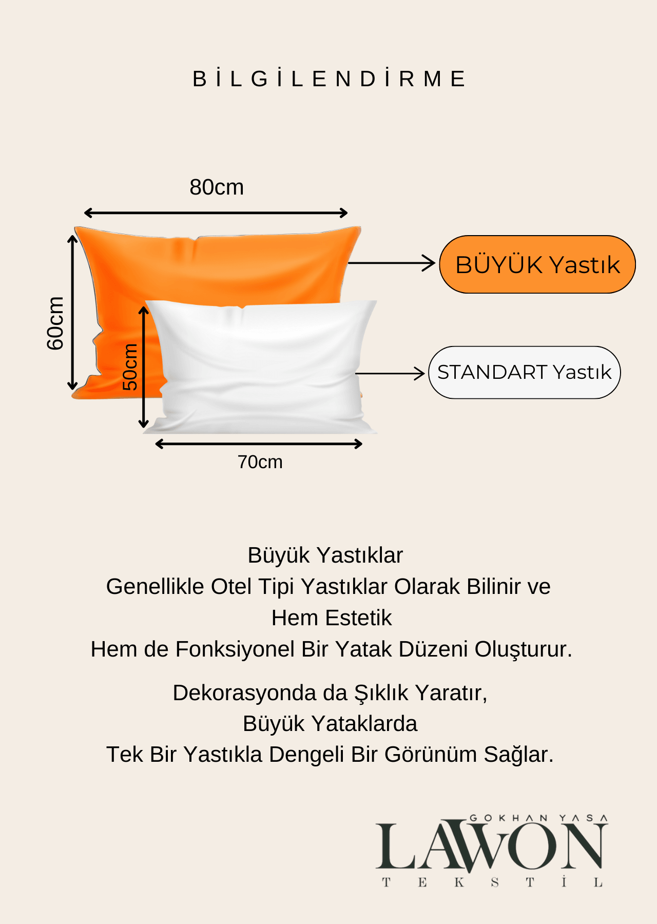 Lawon Comfort Serisi 1 Adet Nano Jel Yastık 50x70cm 1200gr