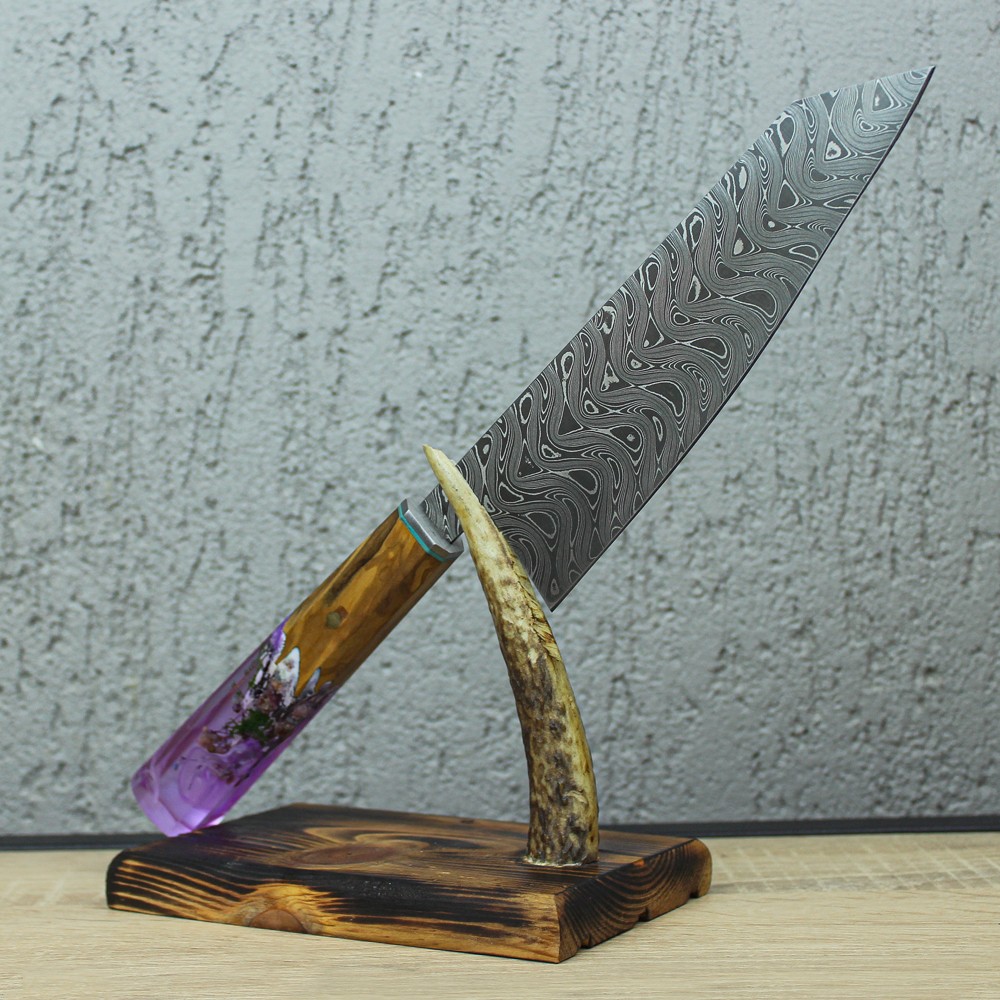 Damascus Kiritsuke Şef Bıçağı 33 cm - Mor