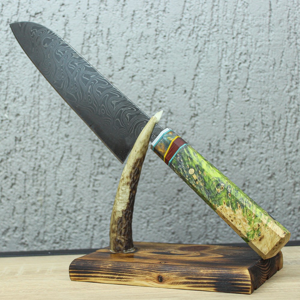 Damascus Kiritsuke Şef Bıçağı 33 cm - Yeşil