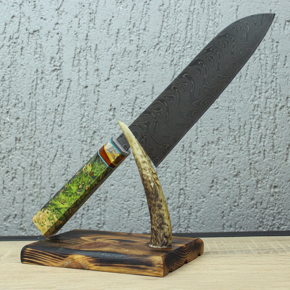 Damascus Kiritsuke Şef Bıçağı 33 cm - Yeşil