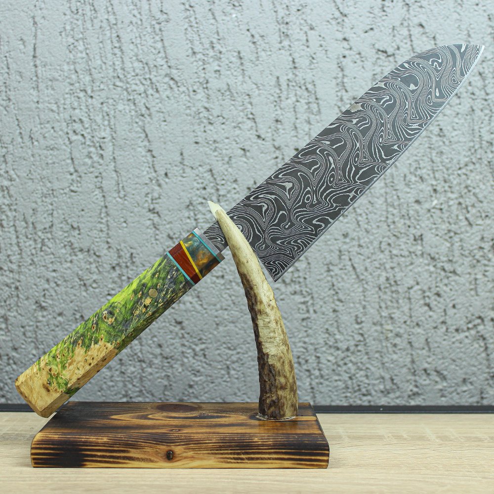 Damascus Kiritsuke Şef Bıçağı 33 cm - Yeşil