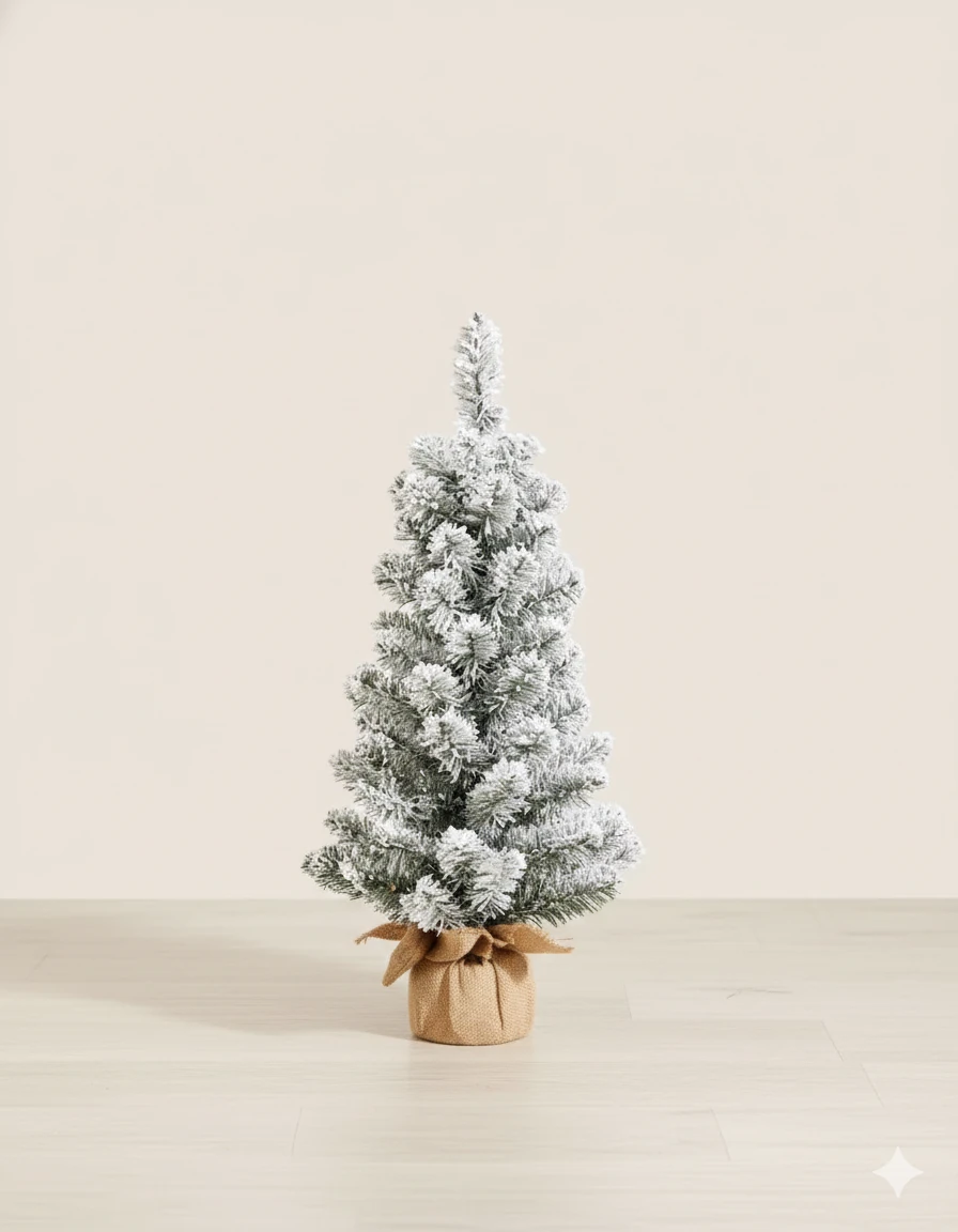 60 cm Lüks Beyaz Karlı Yapay Yılbaşı Ağacı - Kış Temalı Dekorasyon