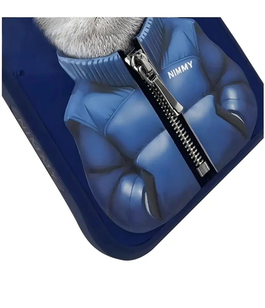 Nimmy iPhone 15 Pro Uyumlu 3D Gözlük Fermuar Kedi Detaylı Nakış İşlemeli Kabartmalı Cool Cute Kılıf