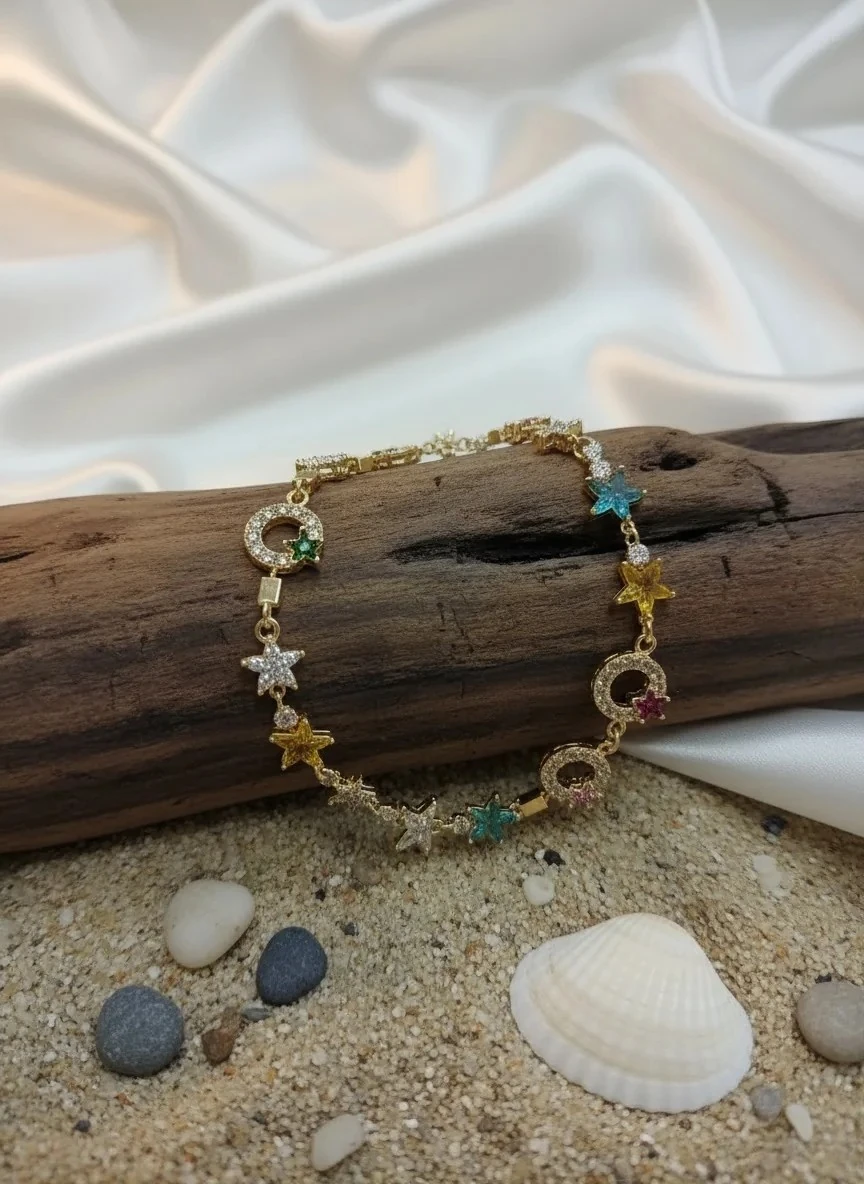 Renkli Taşlı Çiçek Bileklik