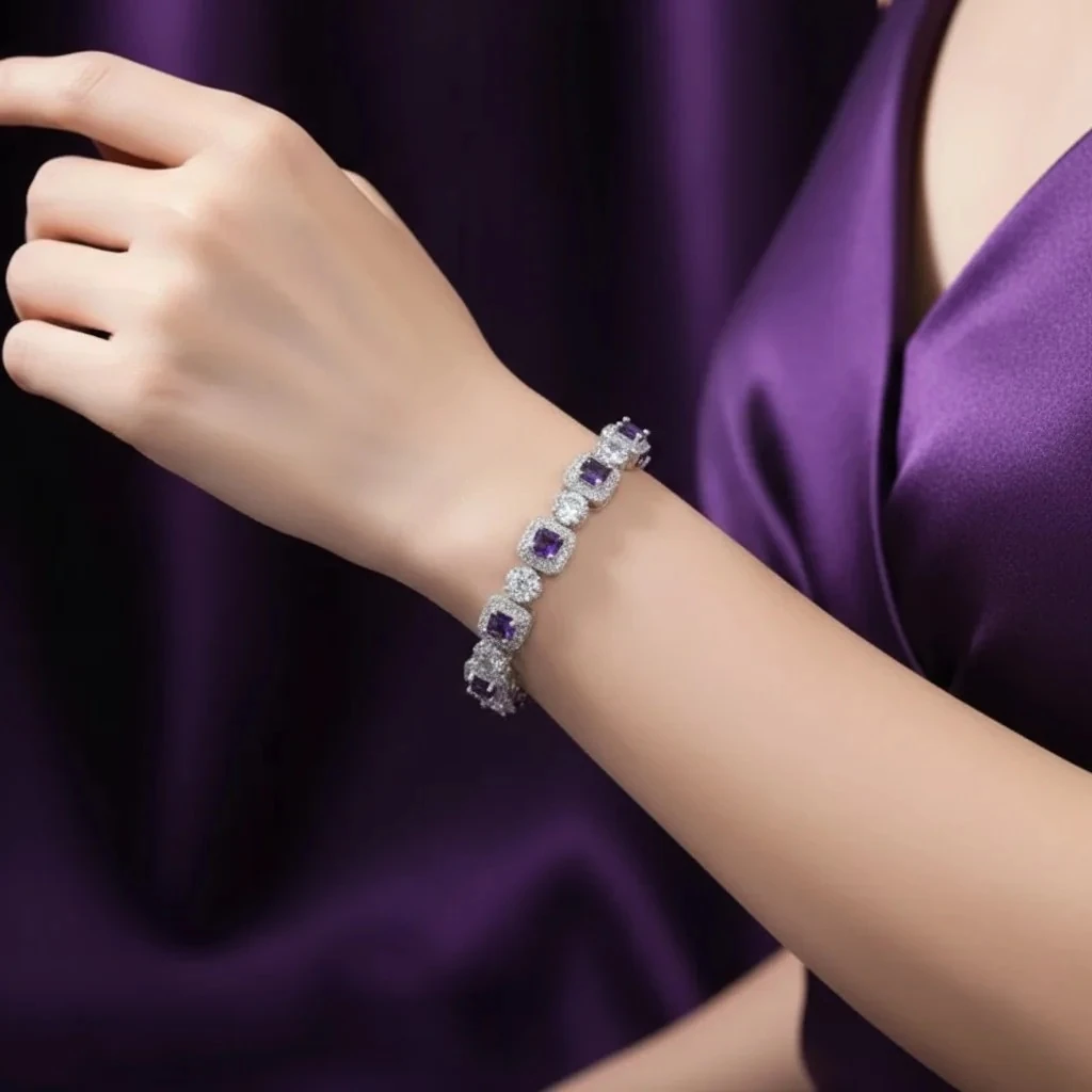 Zirkon Mor Taşlı VIP Bileklik