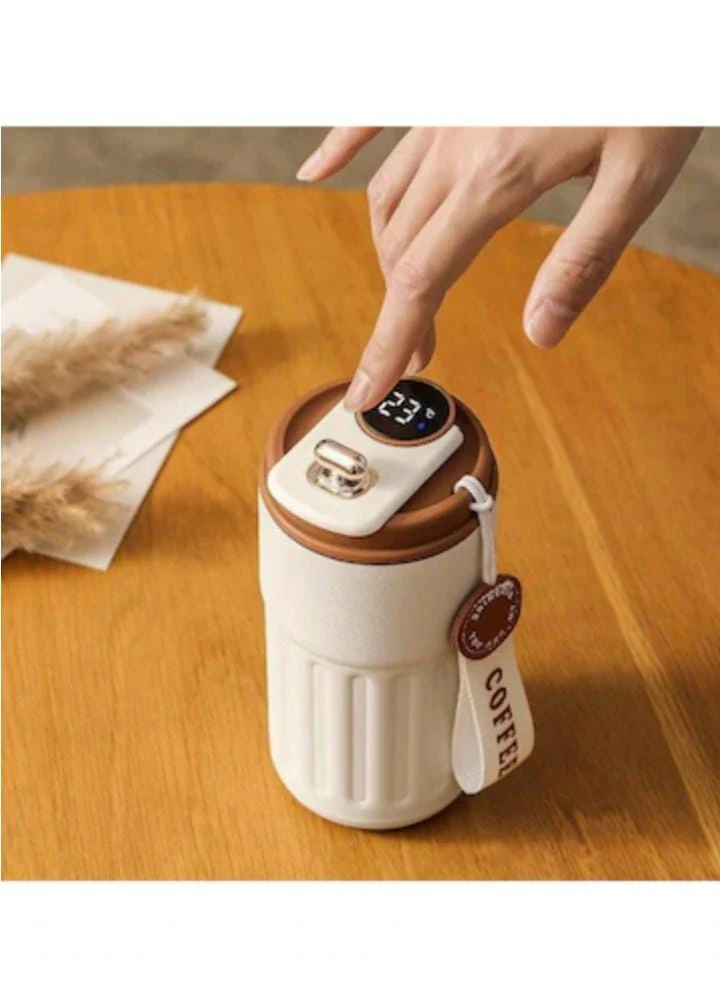 Tutma Askılı Krem Renkli Dereceli Akıllı Termos 450ML