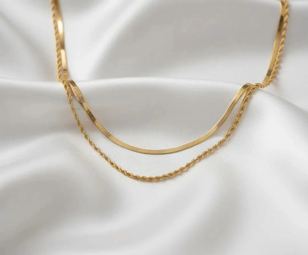 Burgu Zincir ve İtalyan Zincir Birleşik Kolye