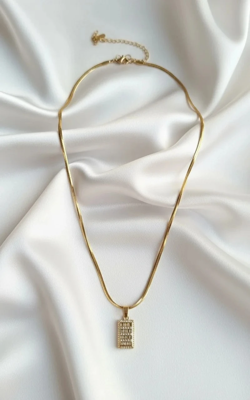 Altın Külçe Model Kolye Çelik Kolye