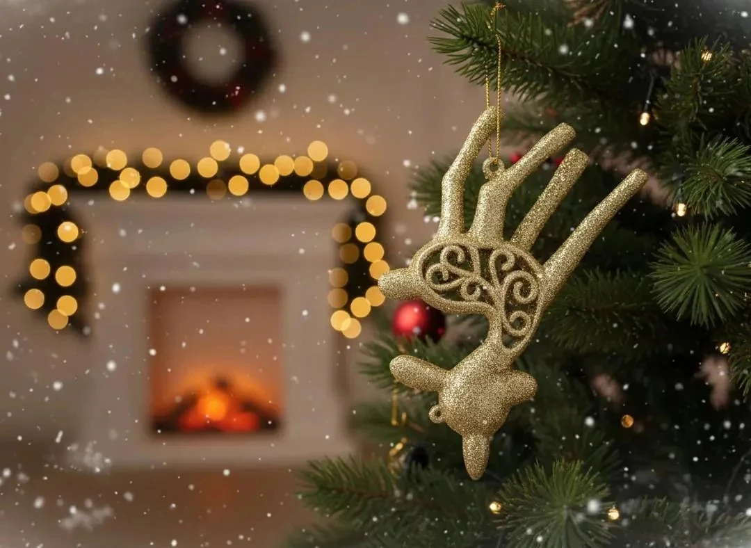 Altın Rengi Geyik Boynuzu Figürlü Lüks Yılbaşı Ağacı Süsü (Tekli)