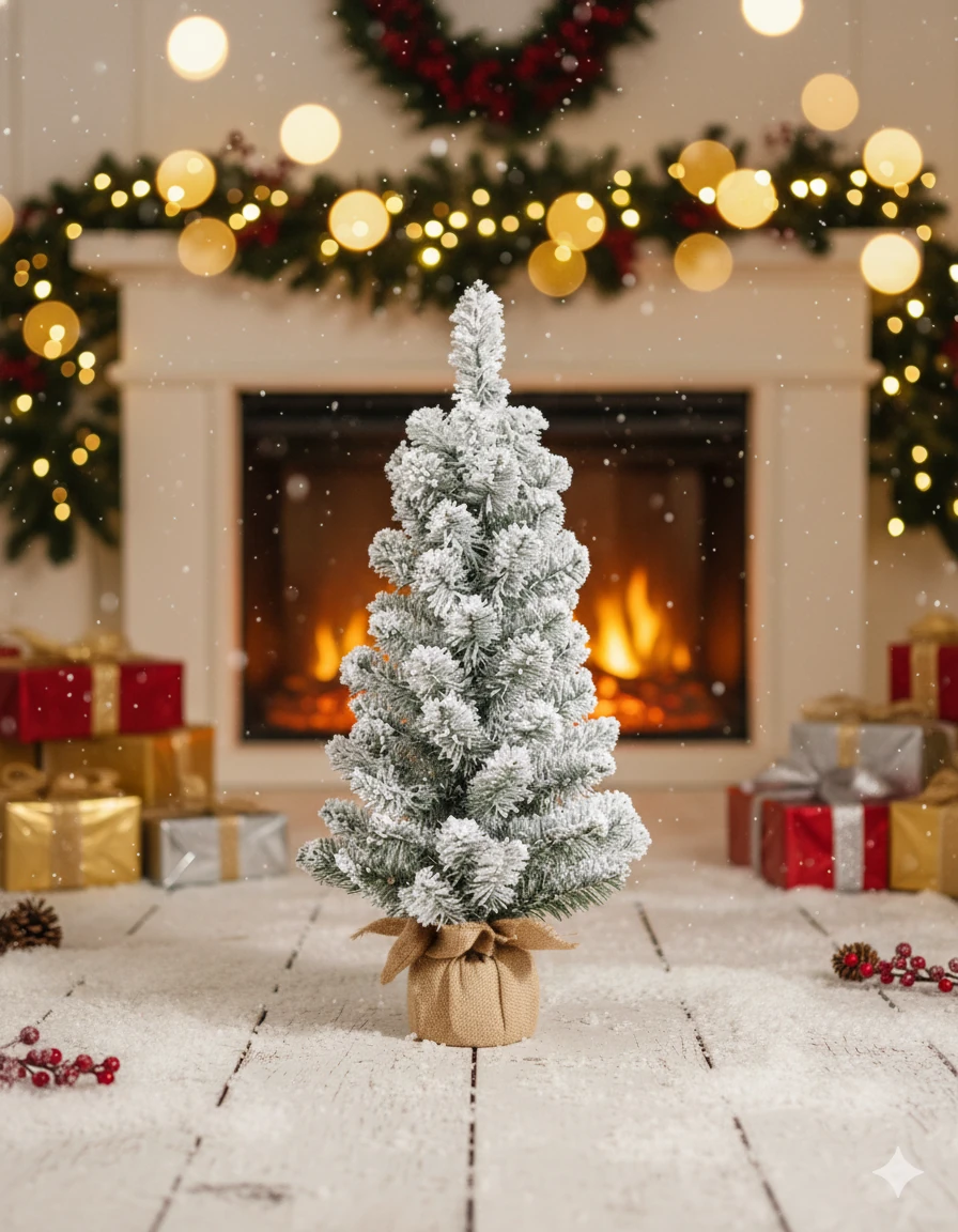 60 cm Lüks Beyaz Karlı Yapay Yılbaşı Ağacı - Kış Temalı Dekorasyon