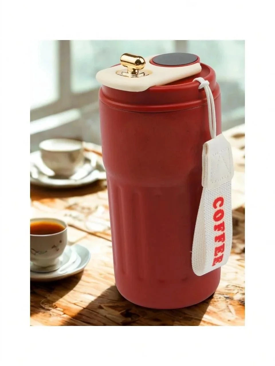 Tutma Askılı Kırmızı Renkli Dereceli Akıllı Termos 450ML