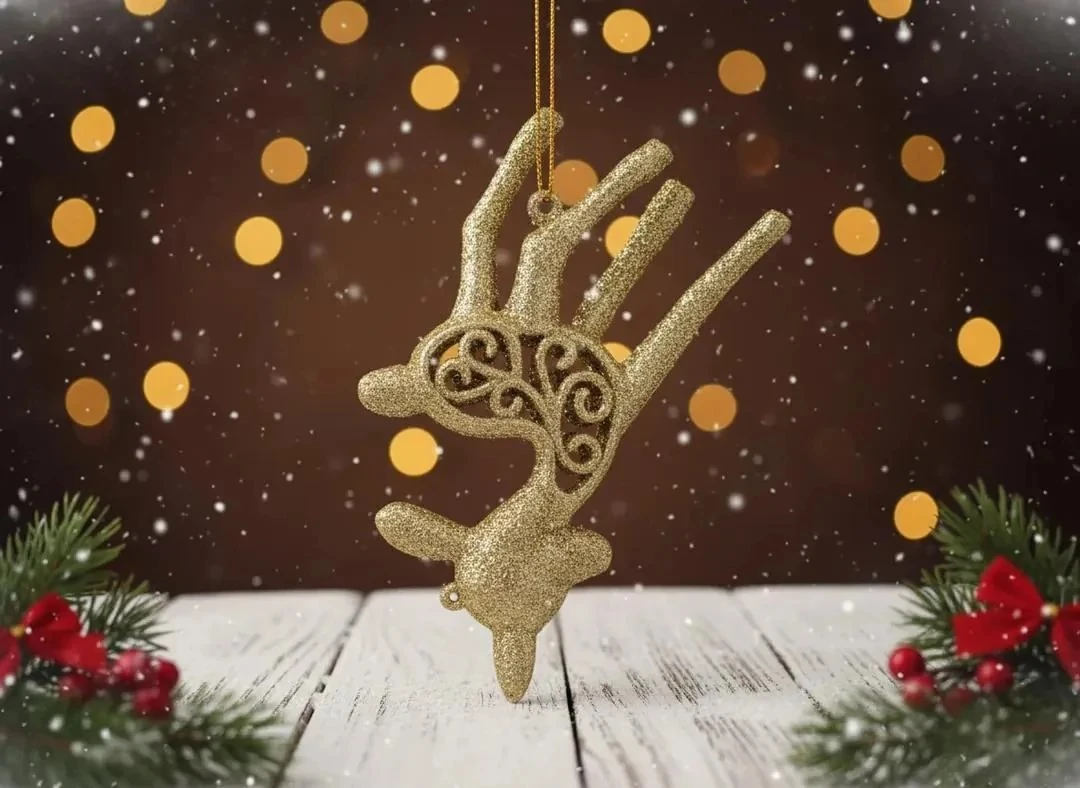 Altın Rengi Geyik Boynuzu Figürlü Lüks Yılbaşı Ağacı Süsü (Tekli)