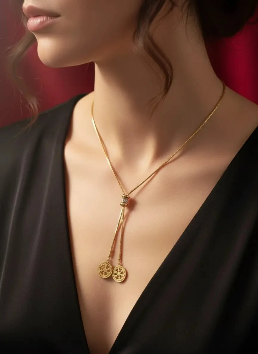 Zirkon Detaylı Madalyon Ayarlanabilir Kar Taneli Paslanmaz Çelik Bileklik