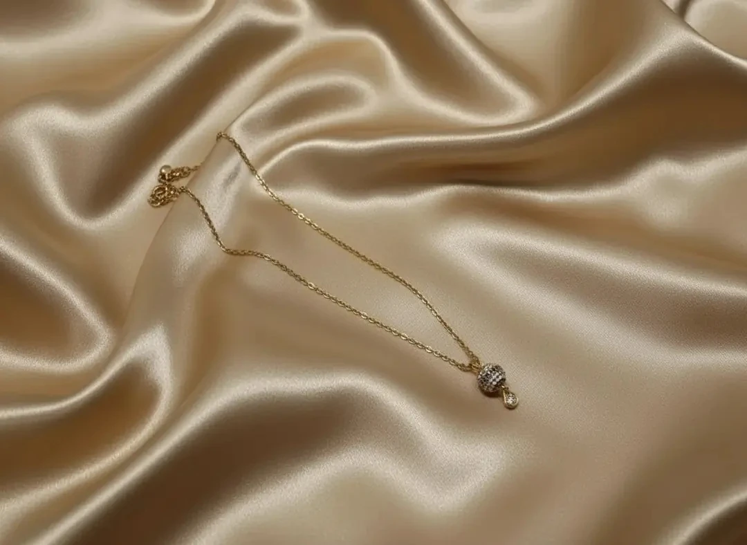 Zirkon Taşlı Balon Kolye Paslanmaz Çelik Altın Rengi Şık Figür