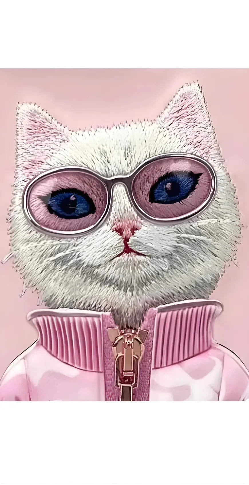 Nimmy iPhone 16 Pro Max Uyumlu 3D Gözlük Fermuar Beauty Kedi Nakış İşlemeli Kabartmalı Cool Cute Kılıf