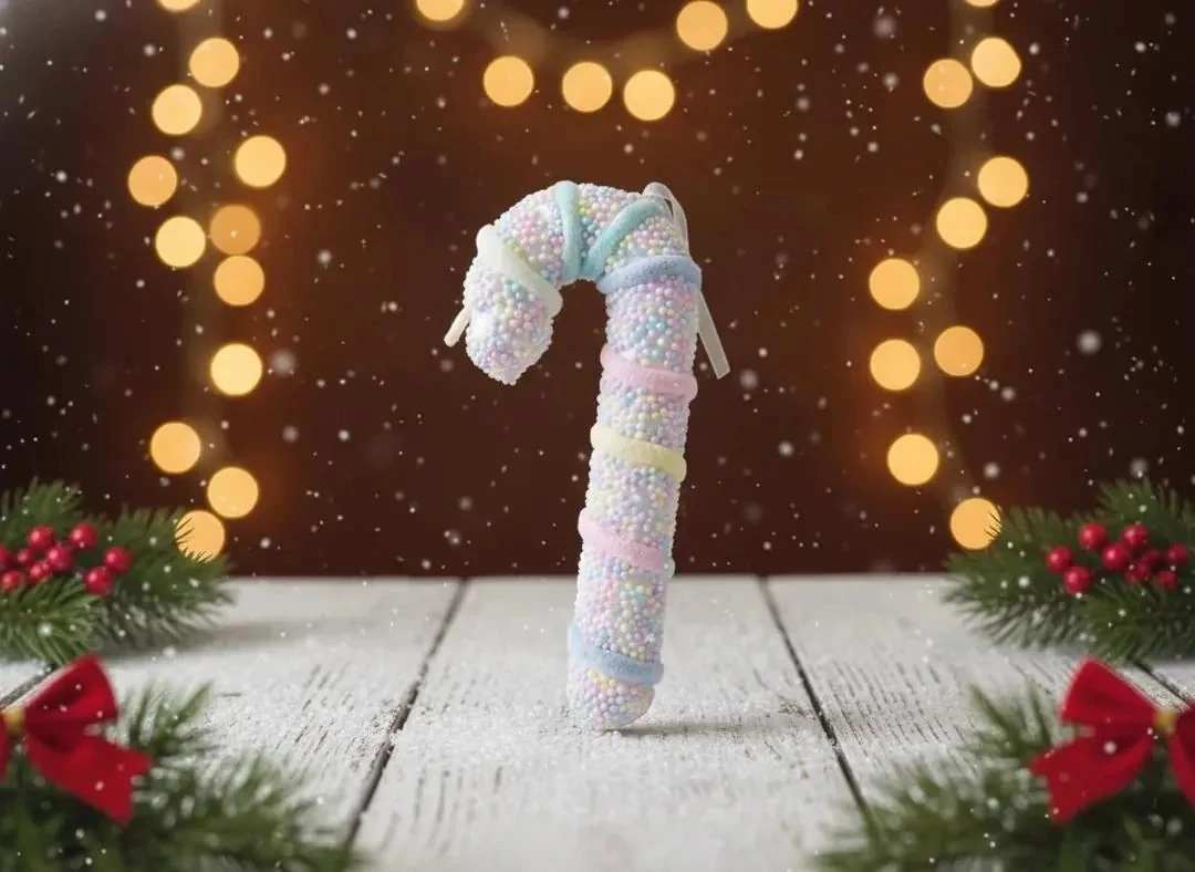 Tekli Rengarenk Candy Cane (Şeker Bastonu) Yılbaşı Süsü 20cm