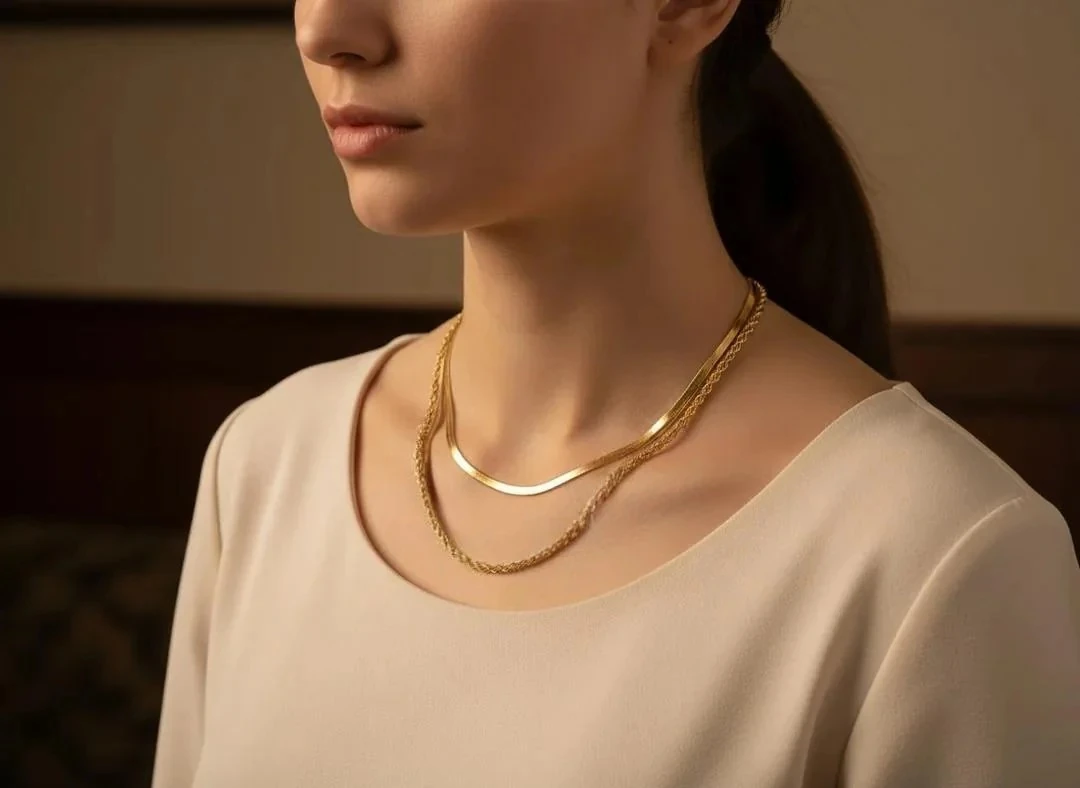 Burgu Zincir ve İtalyan Zincir Birleşik Kolye