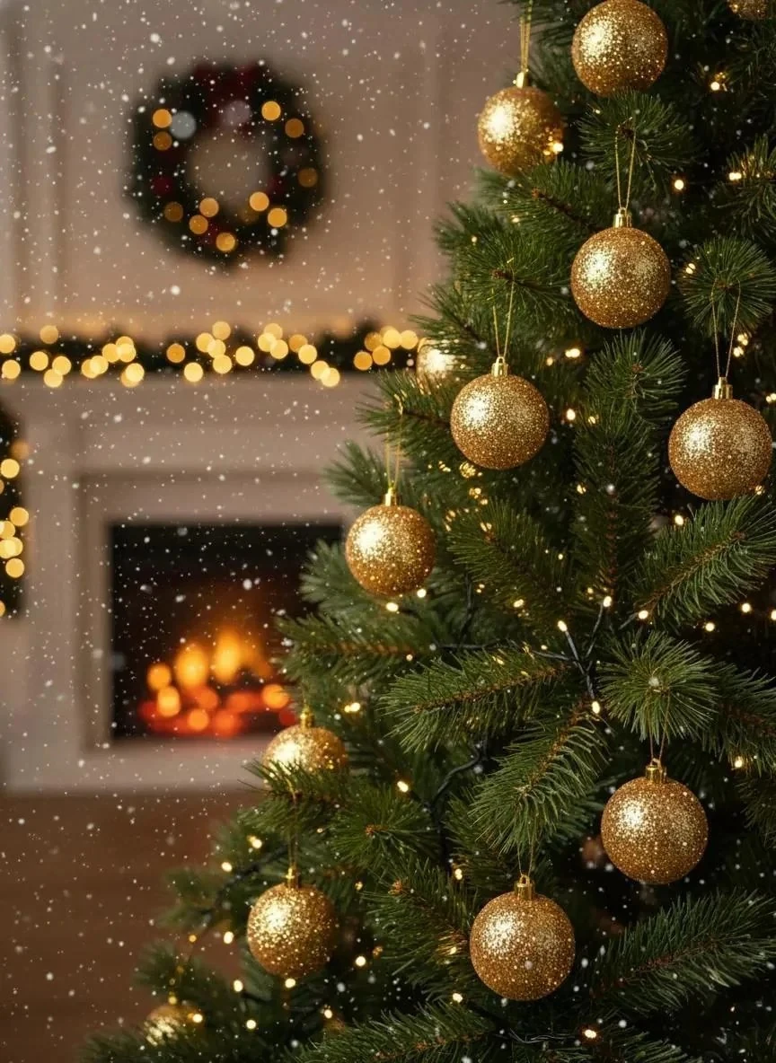 3'lü Lüks Altın Simli Yılbaşı Ağacı Topları Seti (Parlak ve Işıltılı) 8cm