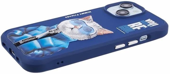 NIMMY iPhone 15 Uyumlu 3D Gözlük Fermuar Kedi Detaylı Nakış İşlemeli Kabartmalı Cool Cute Kılıf