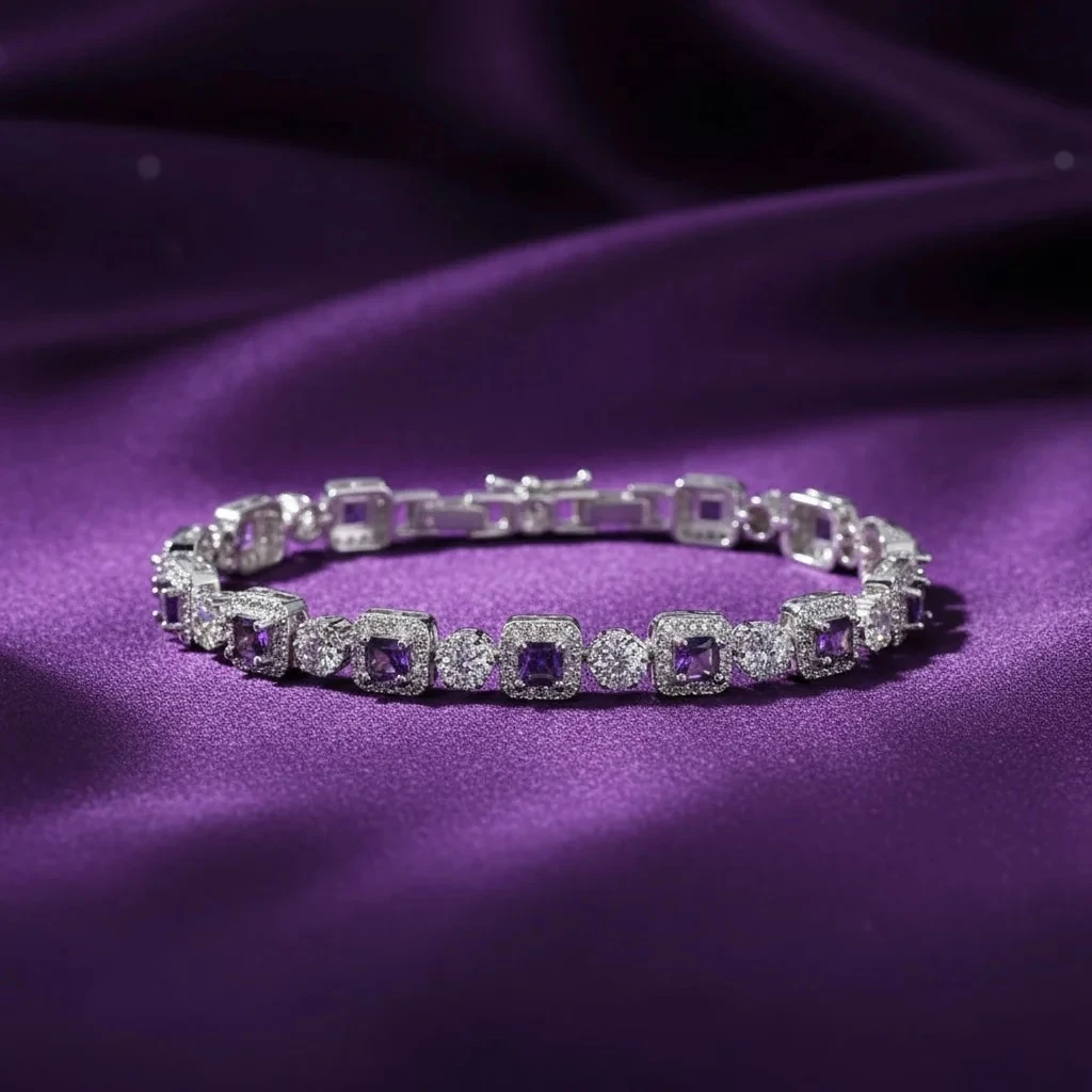 Zirkon Mor Taşlı VIP Bileklik
