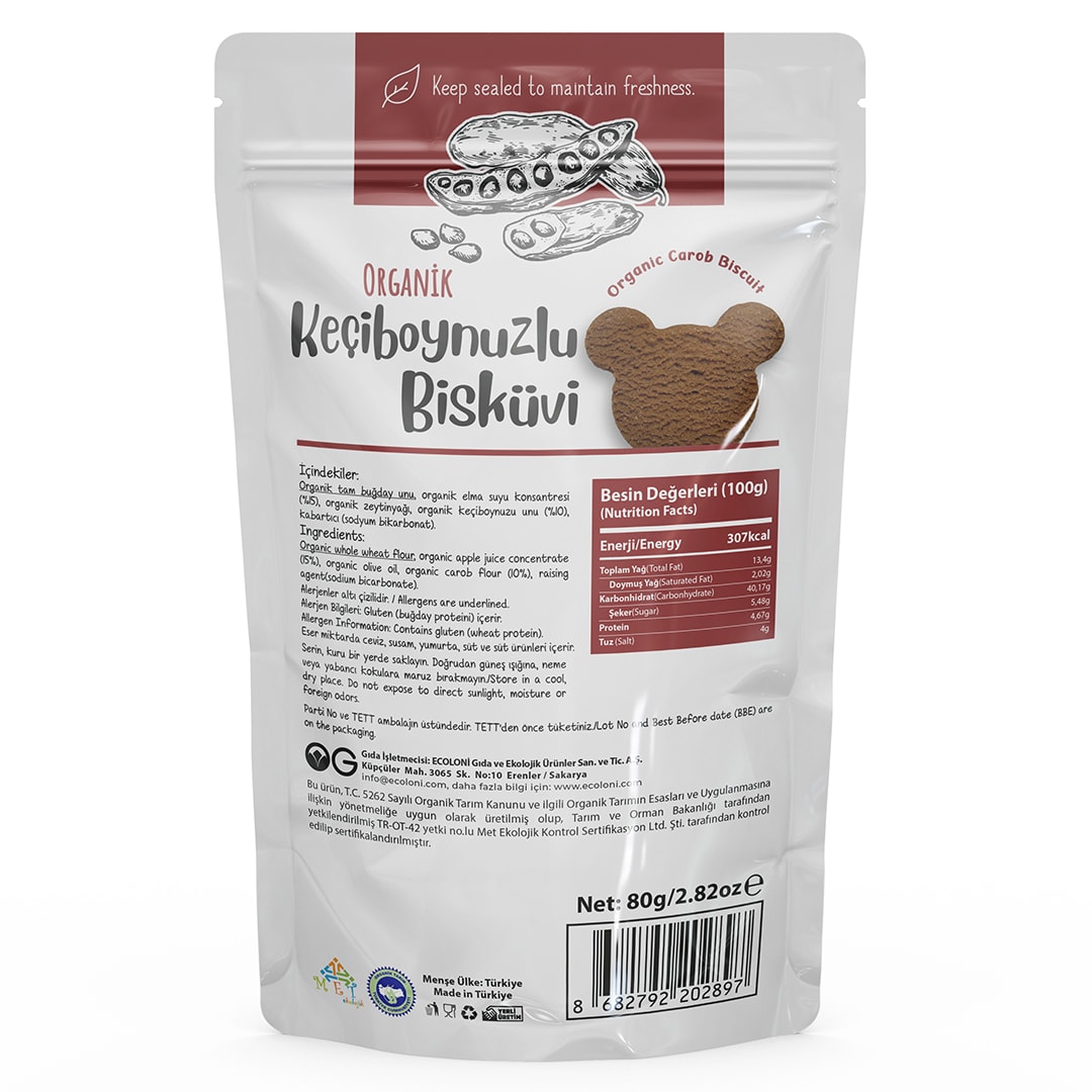 Organik Keçiboynuzlu Bisküvi 80 Gr
