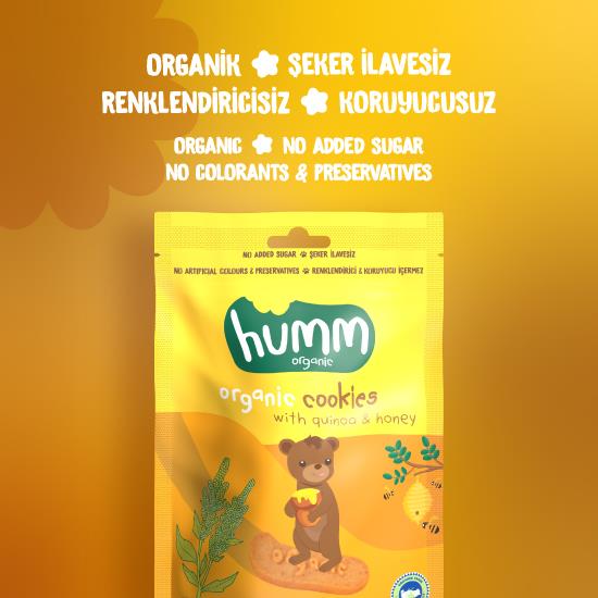Humm Bebek Kurabiye Organik Ballı Kinoalı 55gr +12 Ay - Biokent Bebek