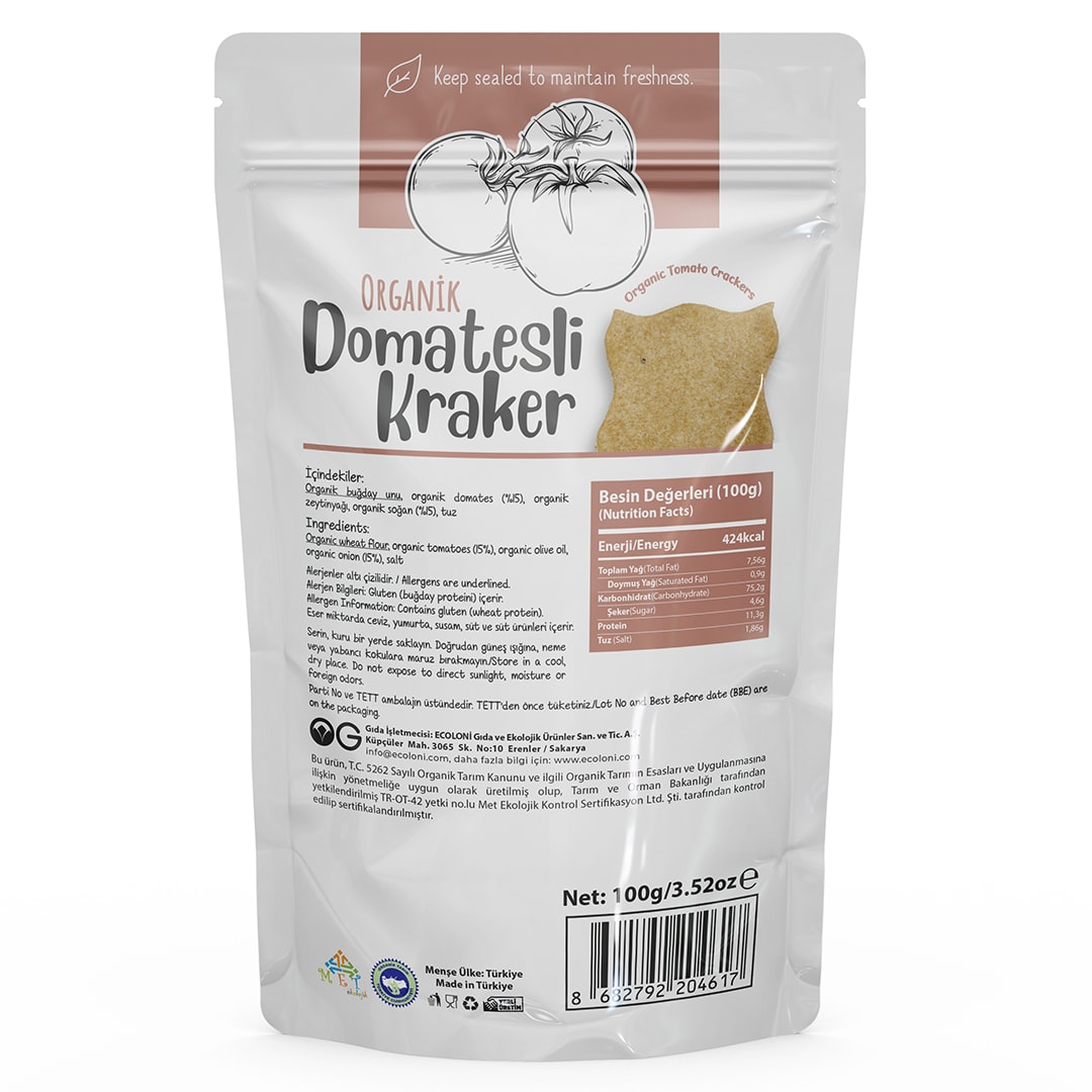 Organik Domatesli Kraker 100 Gr