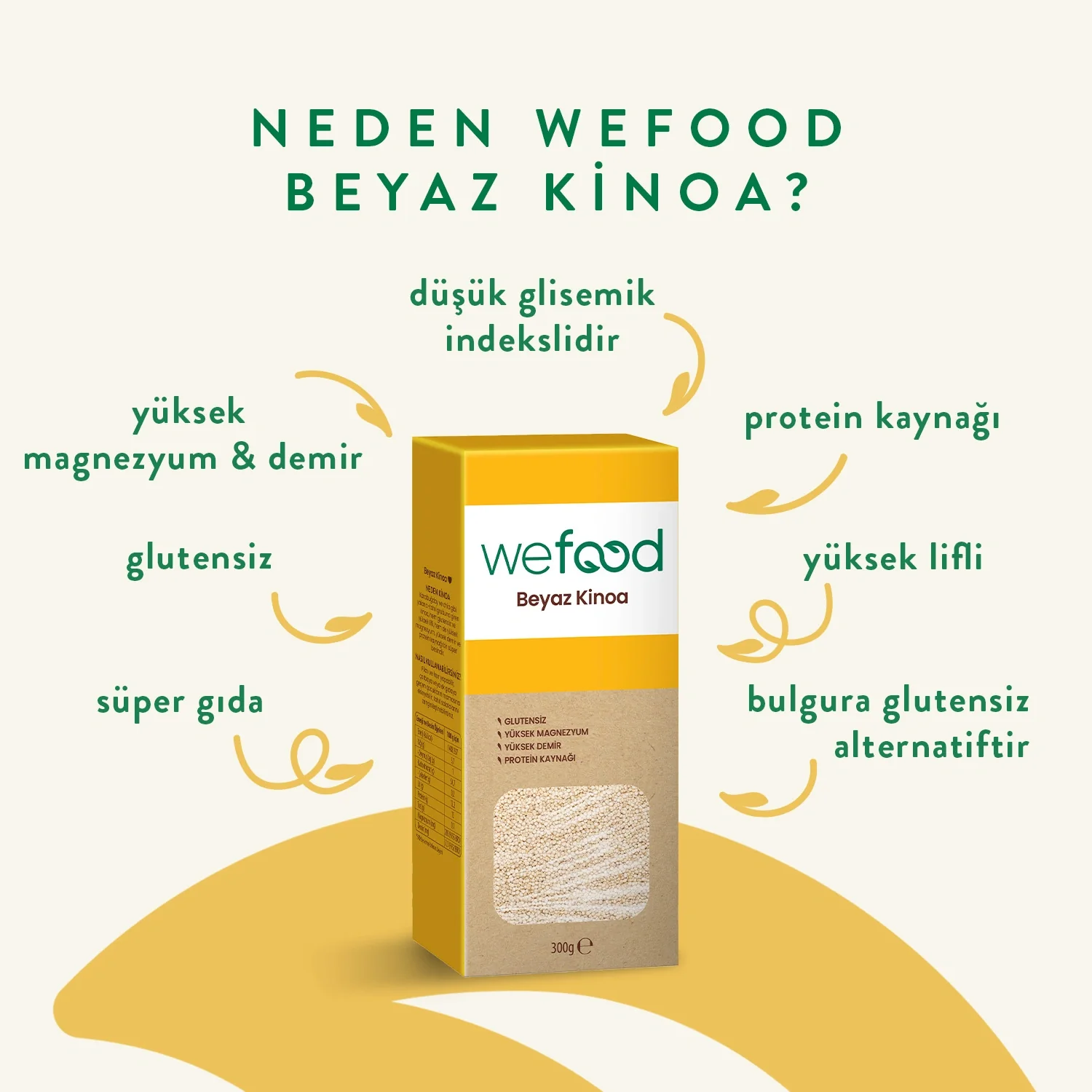 Beyaz Kinoa (Yüksek Lif) 400gr - Biokent Glutensiz