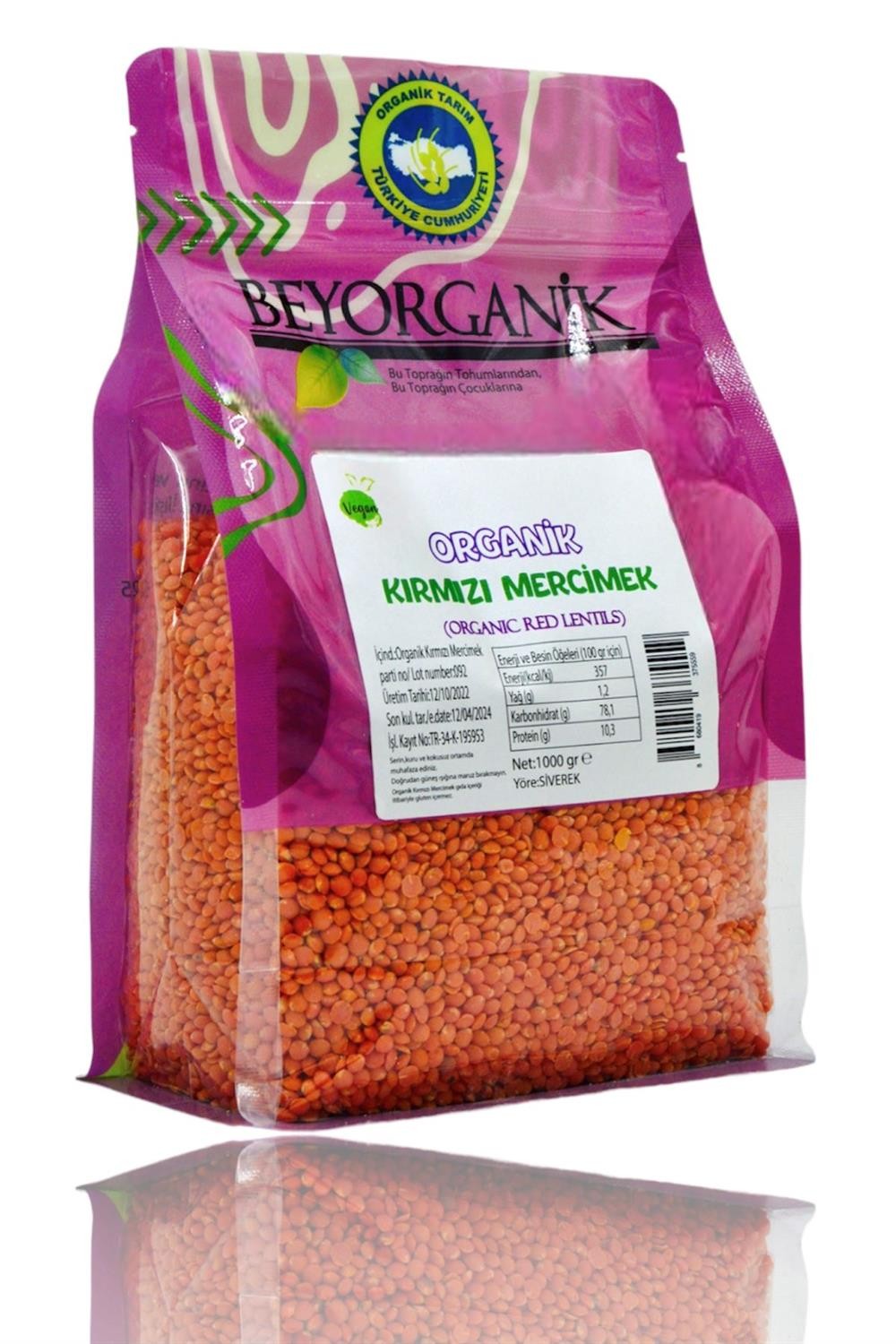 Beyorganik Organik Kırmızı Mercimek 1Kg