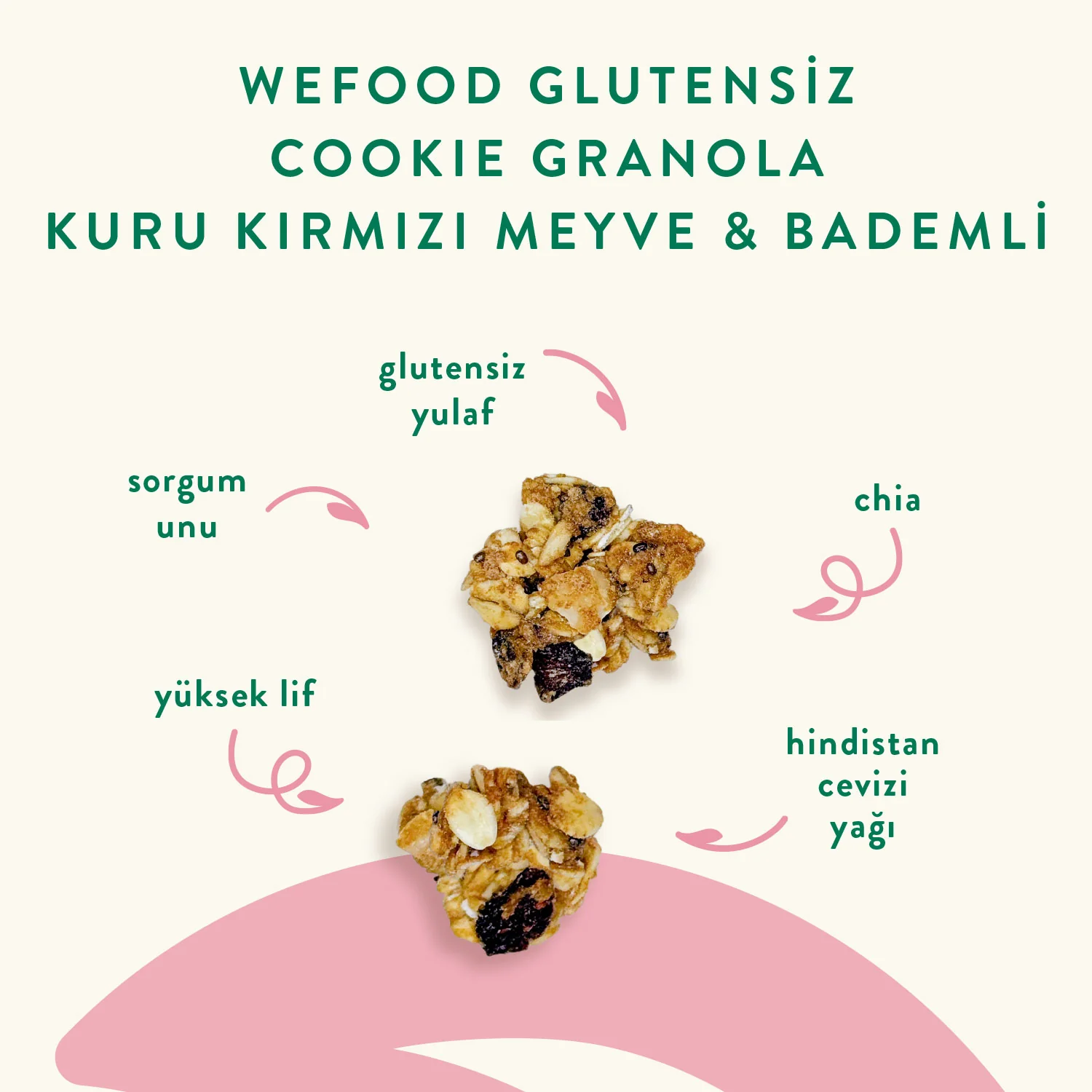 Wefood Glutensiz Granola Kırmızı Meyve & Bademli 250 gr