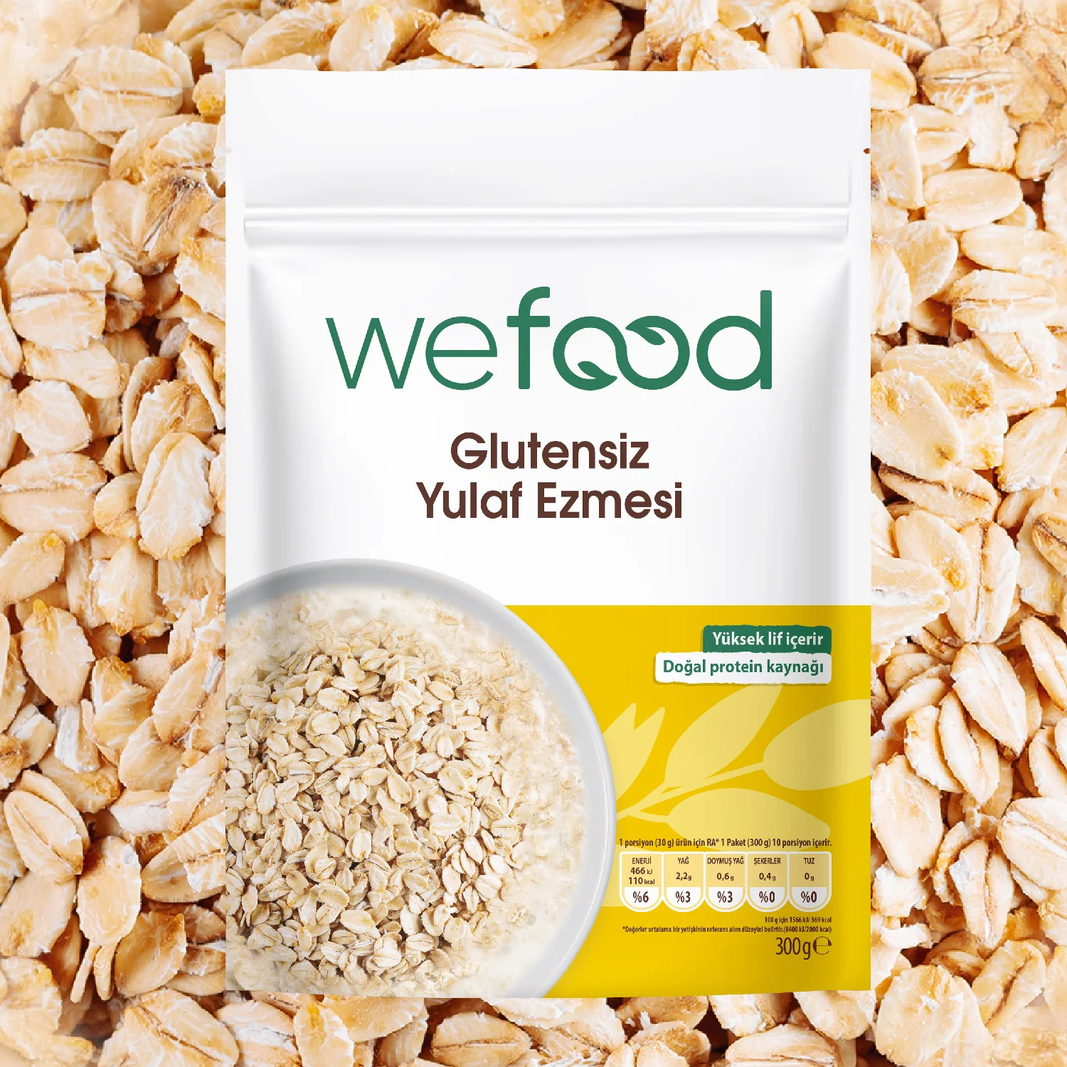 Yulaf Ezmesi  (Yüksek Lif) 300gr - Biokent Glutensiz