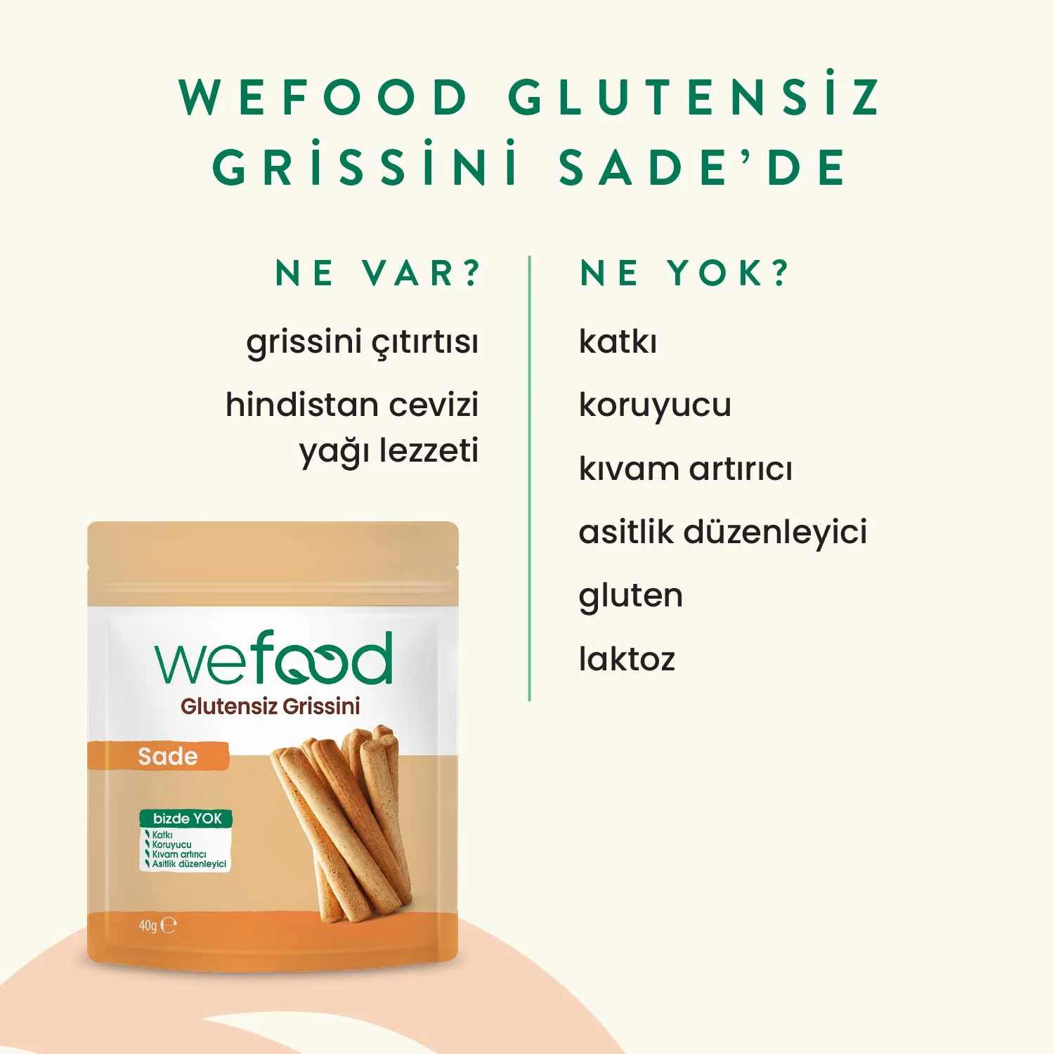 Wefood Glutensiz Grissini Sade 40 g
