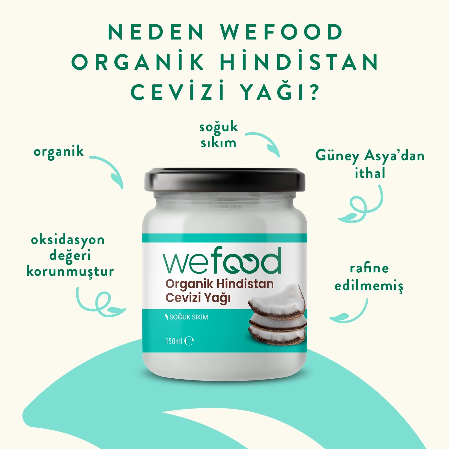 Organik Hindistan Cevizi Yağı 150ml - Biokent Glutensiz
