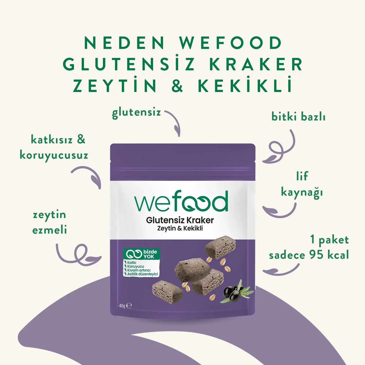 Wefood Glutensiz Zeytinli & Kekikli Kraker 40 gr