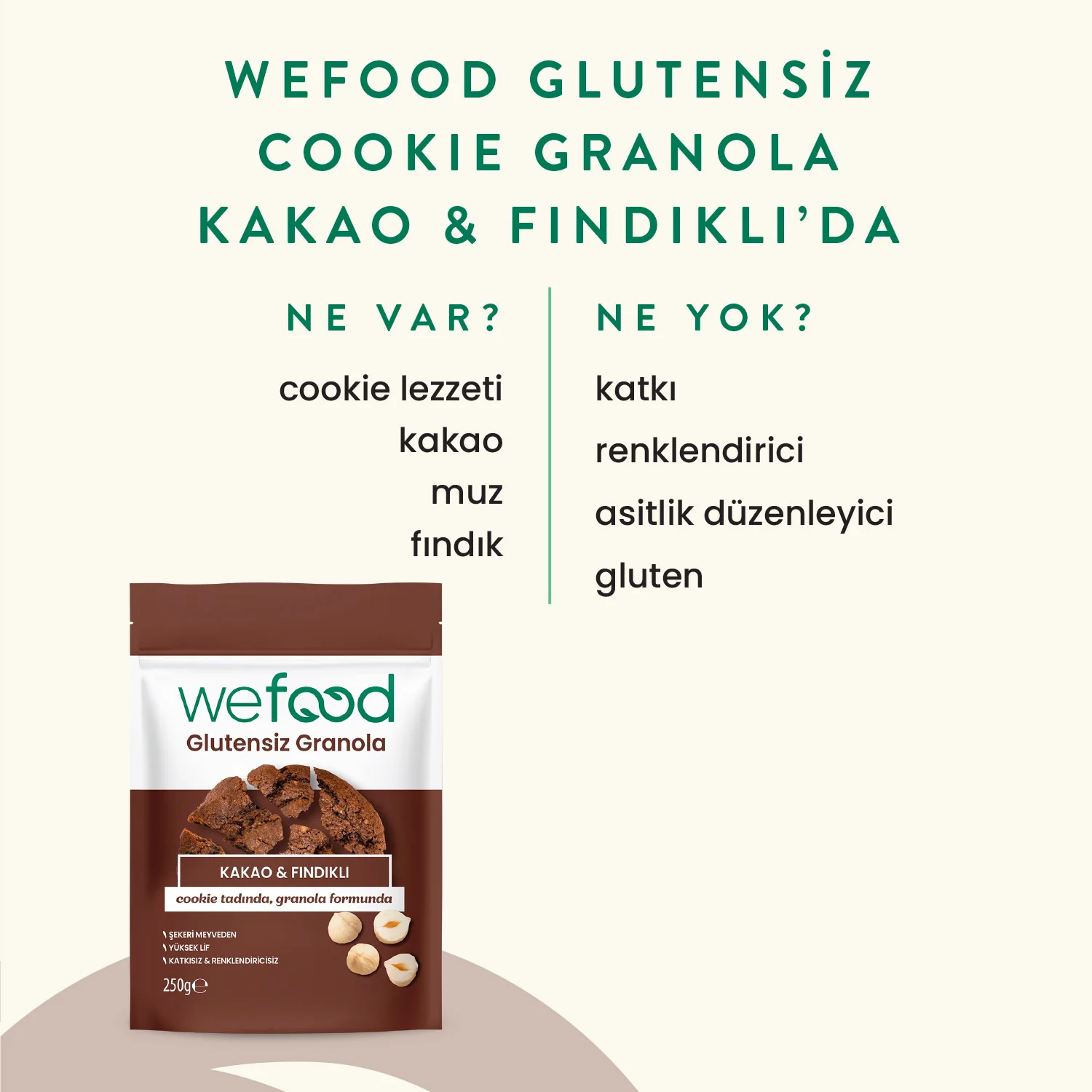 Wefood Glutensiz Granola Kakao & Fındıklı 250 gr