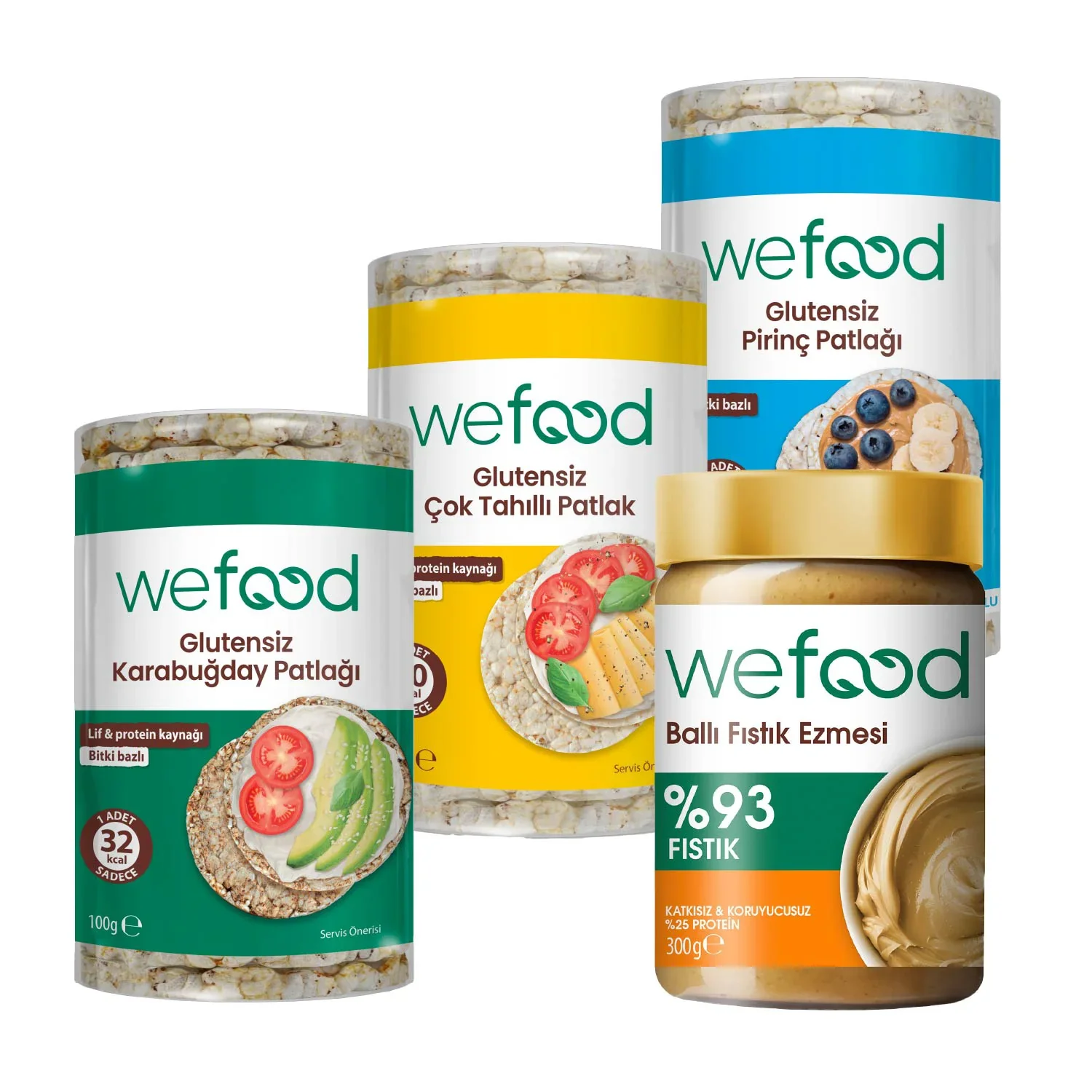Şekersiz Ham Ballı Fıstık Ezmesi 300 gr + Wefood Patlak Deneme Paketi